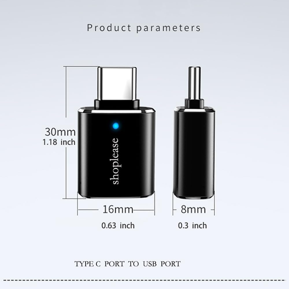 Shoplease USB-C to USB Adapter with LED Indicator, Type a Female to Type C Male, 4 Pack, Black, Compatible with Iphone Macbook Ipad Galaxy image number 4