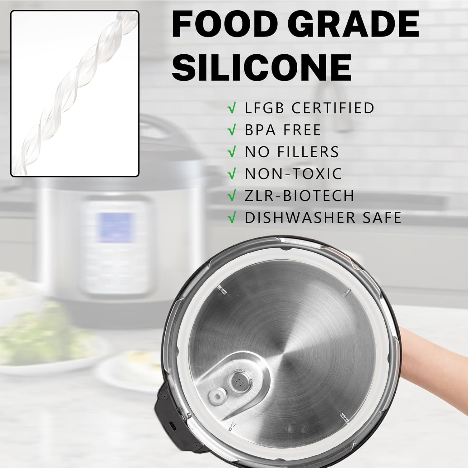 ZLR Silicone Sealing Rings Compatible for Instant Pot 6 Quart Pressure Cookers - 1 Pcs Replacement Silicone Gasket Seal Rings Fit IP-DUO60, DUO50, LUX60, LUX50, CSG60, and CSG50 - Clear image number 4