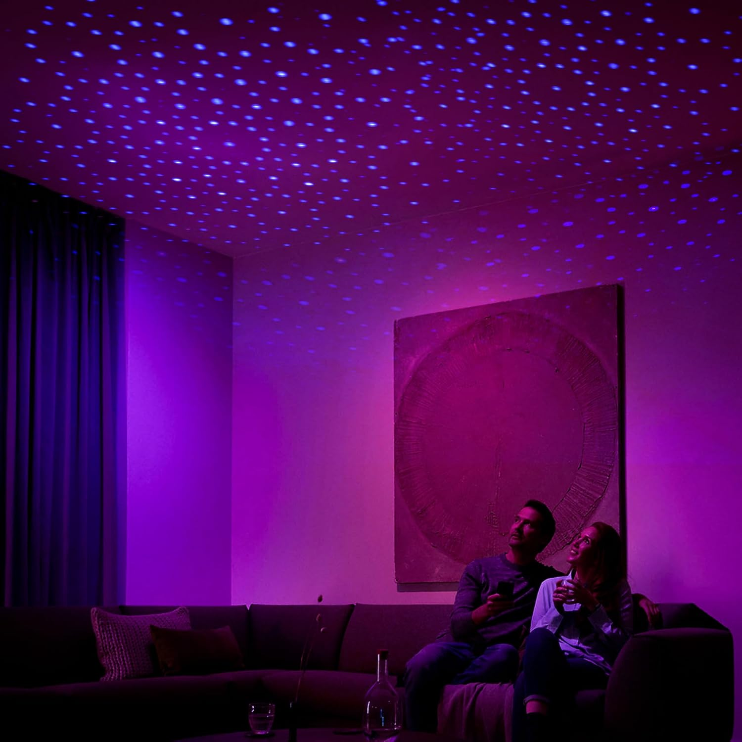 Car Led Interior Lights for Roof, Romantic Star Light Mini USB Projection Lamp Star Night Light Atmosphere Decoration for Cars Bedroom Party, Purple image number 6