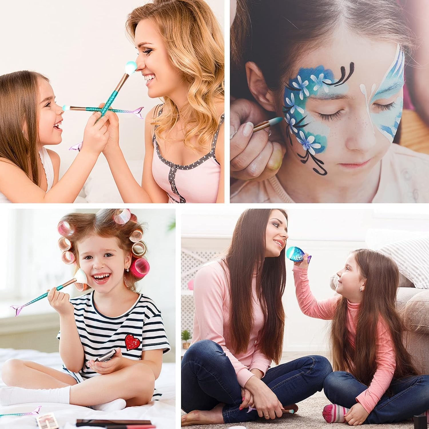 WEZCHUGHAOL 11Pcs Mermaid Makeup Brushes, Premium Synthetic Foundation Powder Concealers Mermaid Makeup Brush Makeup Brush Eyeshadow Eyeliner Blush Brush Soft Nylon Bristle Foundation Cream Eyebrow Eyeshadow Eyeliner Blush Concealer image number 1