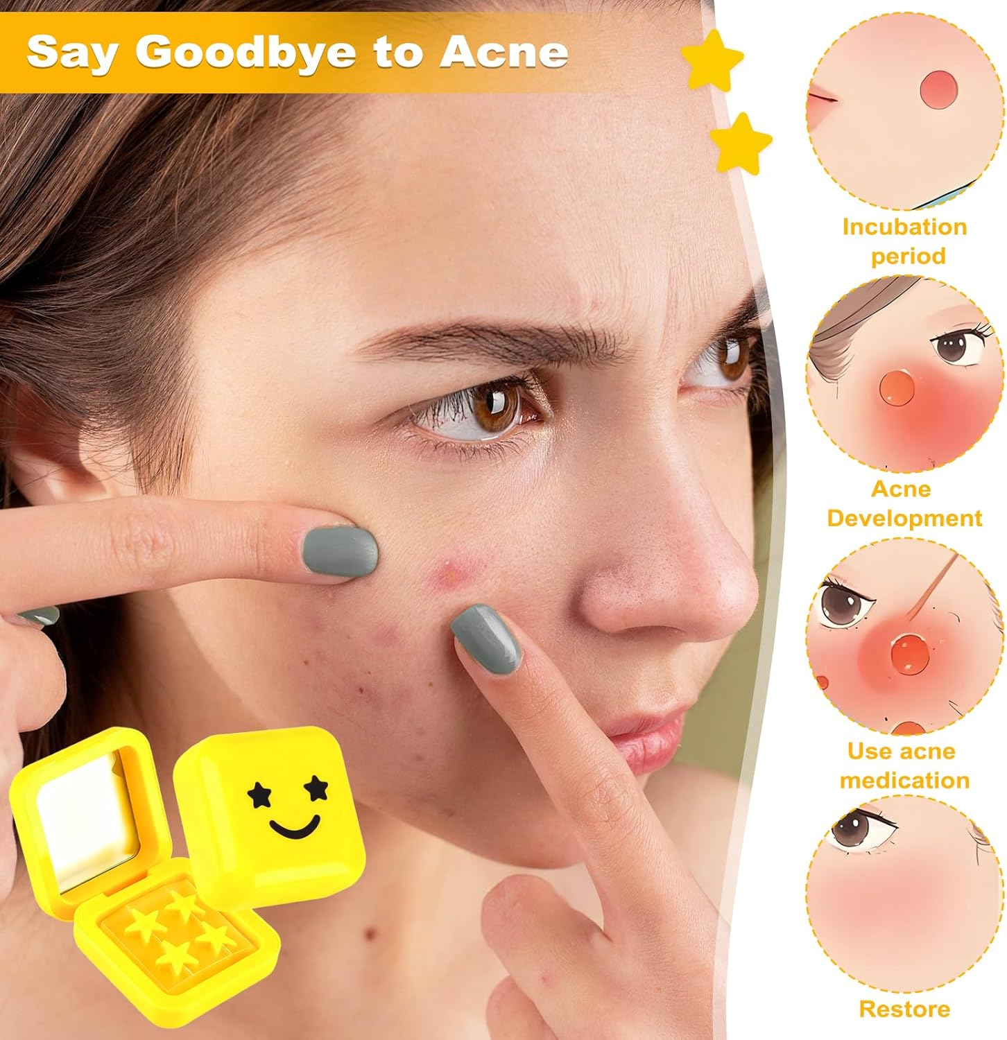 Starface Pimple Patches,64Pcs Hydrocolloid Pimple Patches,Star Spot Patches for Face and Skin Care image number 4