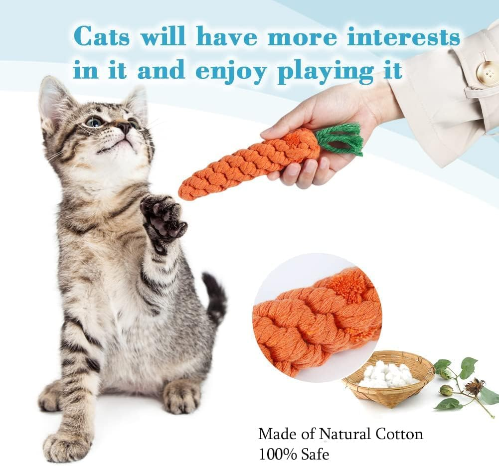 Puppy Chew Toys Carrot, 2 Pack Braided Rope Dog Toy for Small Dog Teeth Cleaning (Orange Red, One Size（24Cm）) image number 5