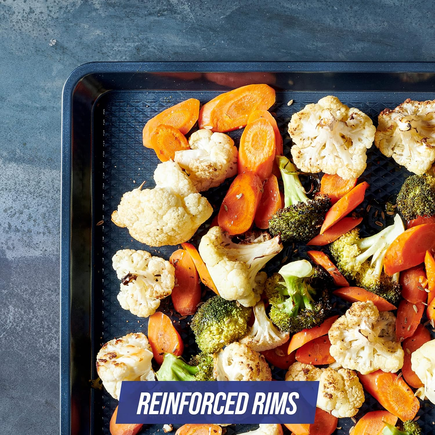 Blue Diamond Bakeware Diamond Infused Ceramic Nonstick, (18 X 13) Inch Half Cookie Sheet Baking Pan, Dishwasher and Freezer Safe, Pfas-Free, Blue