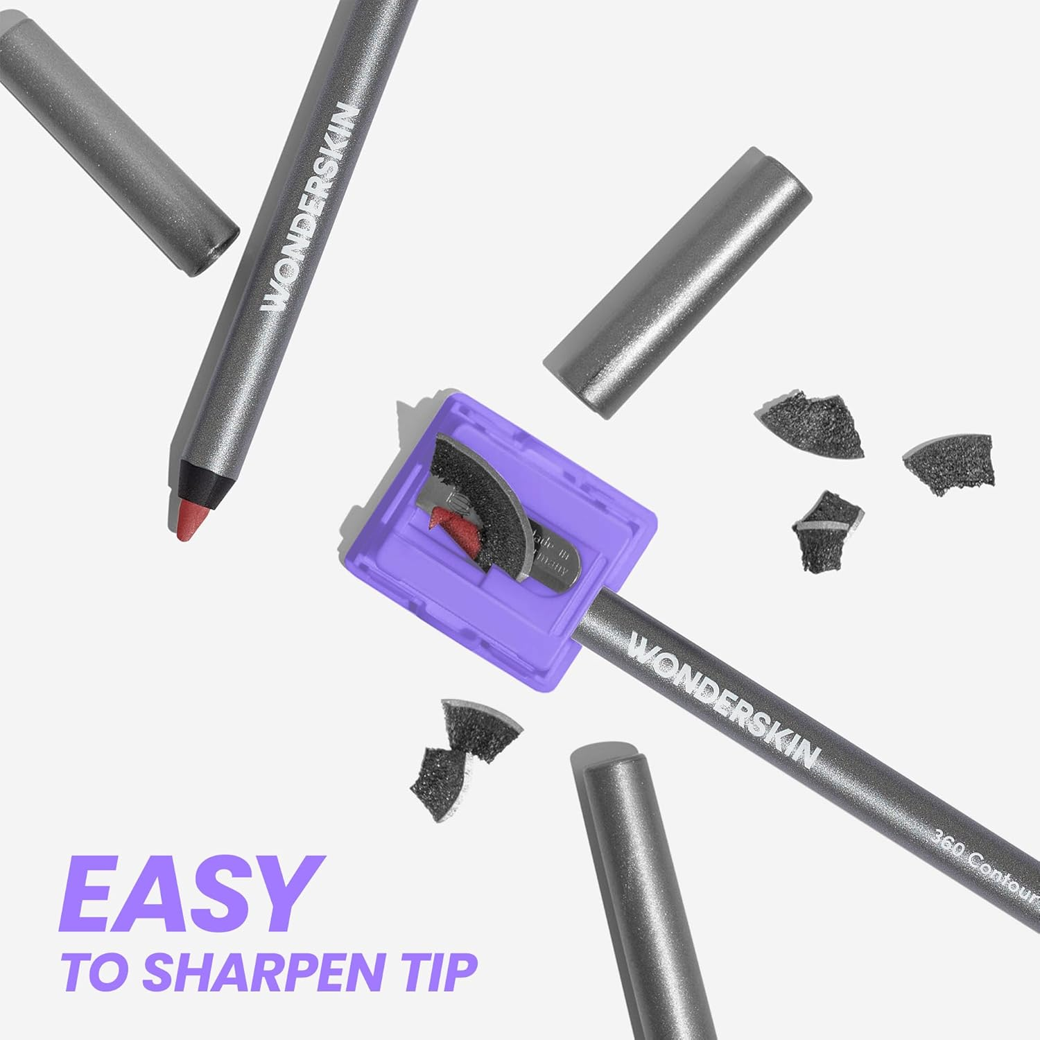 Wonderskin Lip Liner Pencil - 360 Contour Lipliner, Long Lasting, Sharpenable, Waterproof and Transfer-Proof Brown Lip Liner Pencil (Saddle) - Ruby image number 3