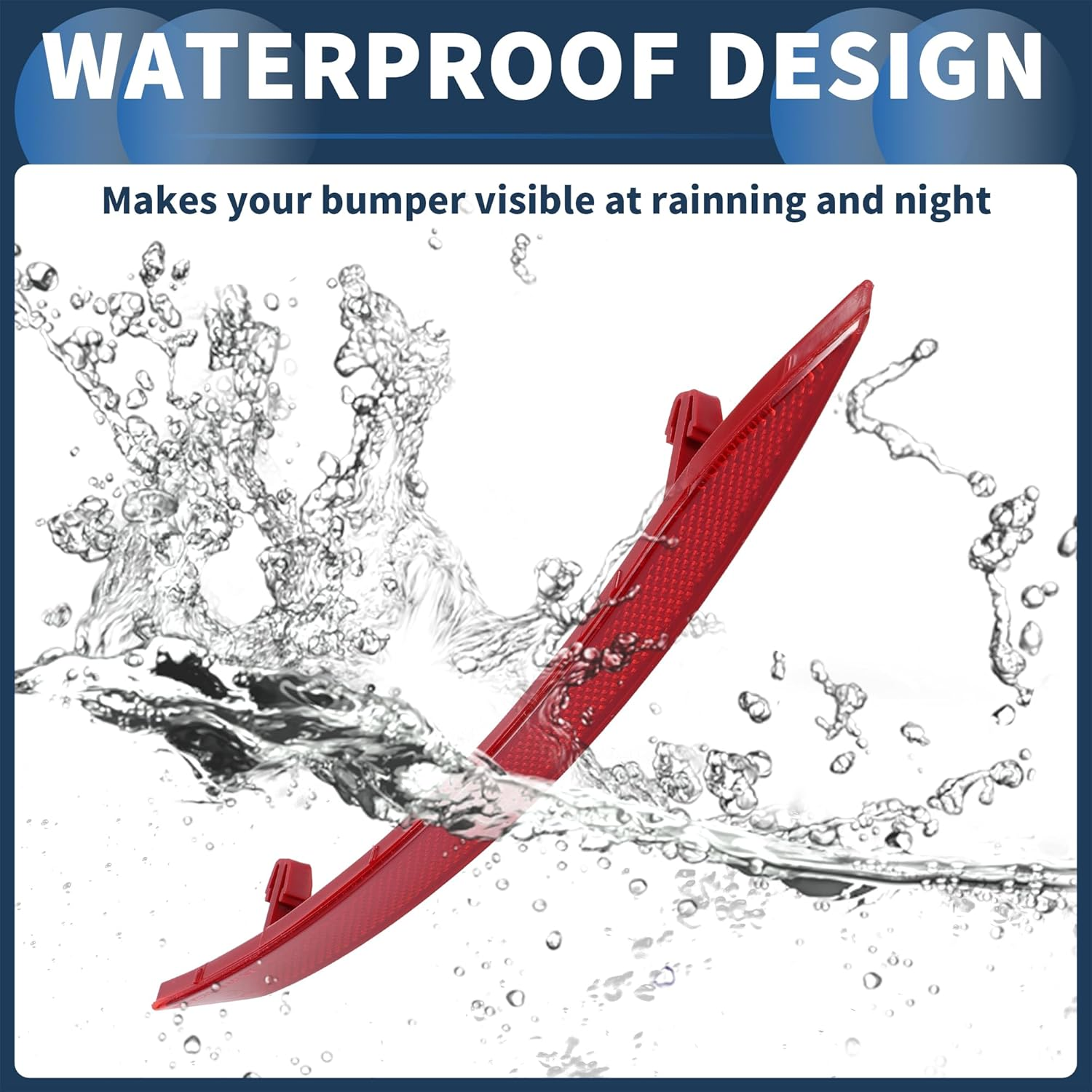 Bumper Reflector Rear Right 11.42"X1.02" Bumper Reflector Side Marker No.3C8945106B for Volkswagen CC 2008-2012 Plastic Red Durable image number 5