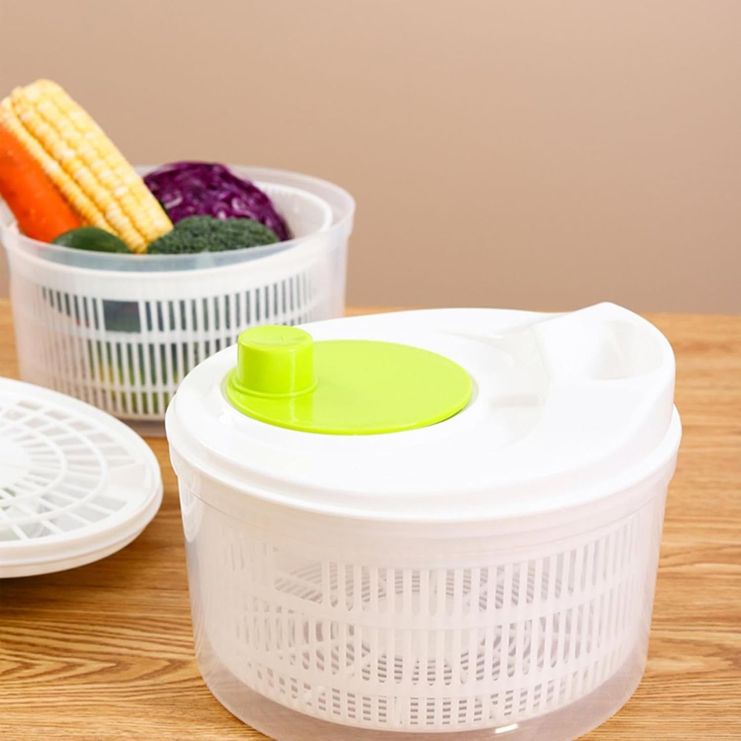 Vegetable Spinner | Manual Odorless Harmless Salad Spinner with Drain,Dehydrator Detachable Lettuce Dryer for Canteens Dining Rooms Kitchens Hotels Puchen image number 1