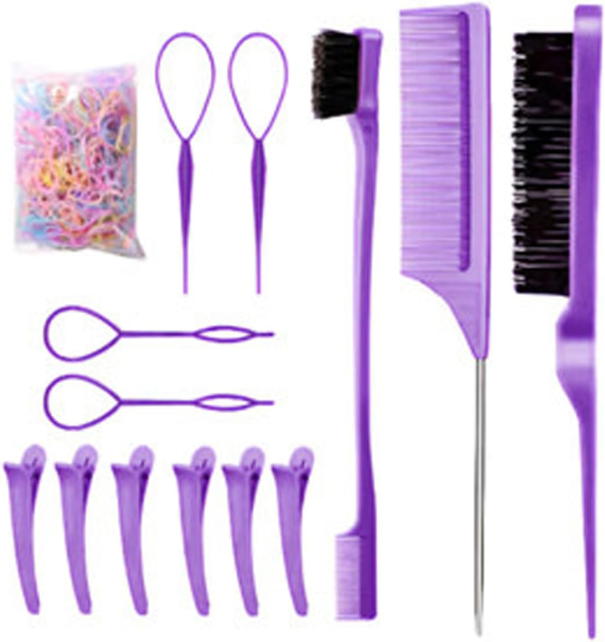 Qkbuza Hair Comb Set | Tail Brush - Detangling Hairbrush Portable Small Comb Tool for Barber Salon Parting Women Girls Braiding