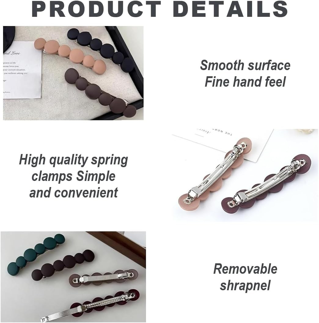 Bangbobi Set of 4 French Hair Clips, Small, Automatic Hair Clip Set Made of High-Quality Acrylic, Vintage Design for Medium to Long Hair image number 2