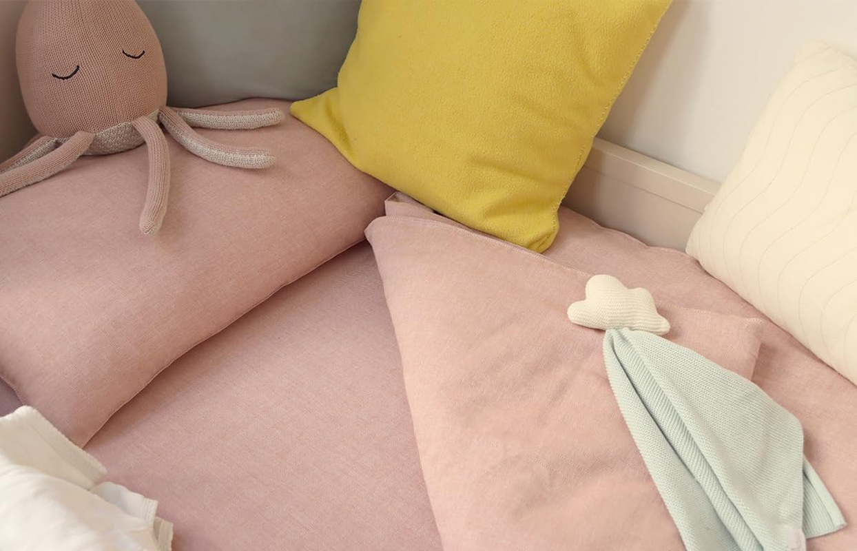 Kindsgut Children'S Bed Linen Dusky Pink 100% Cotton, 135 X 100 Cm with Zip, Breathable and Washable at 40&deg;C, Suitable for Tumble Dryer, Subtle Design with High Quality