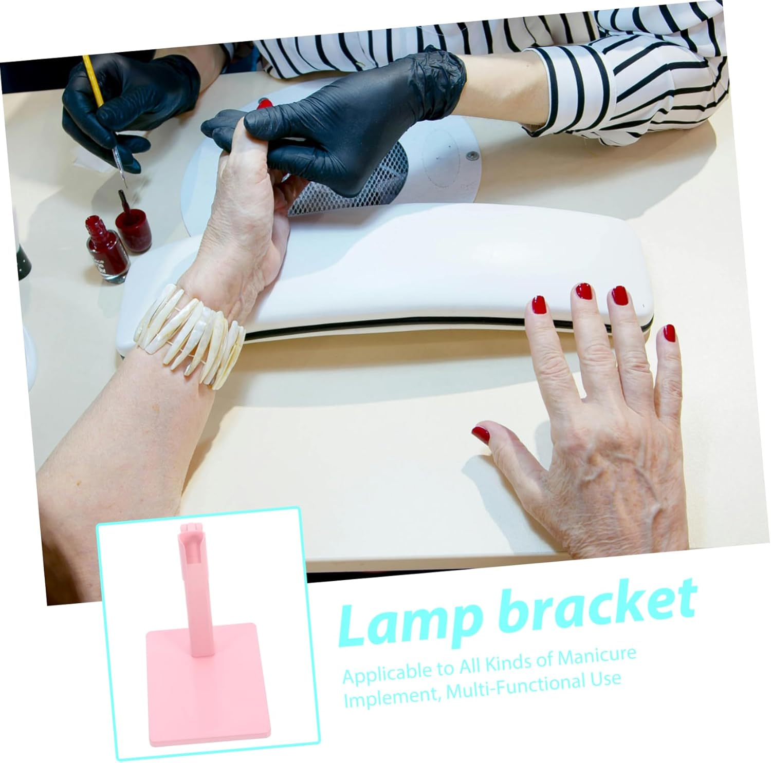 LOORGVEL Portable 360-Degree Rotating Nail Lamp Stand Pink Nail Polish Dryer Holder for Art Supplies Compatible Manicure Gel and Polish for Home or Salon Use