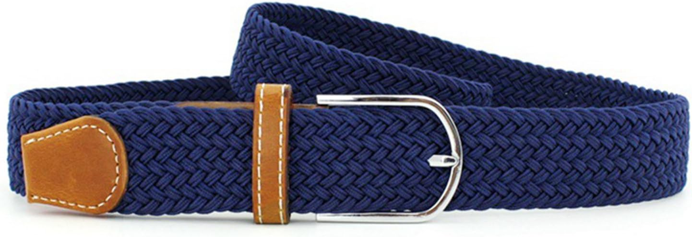 2 Pack Womens Stretch Canvas Braided Belt - Ladies Belts for Jeans, One Size - Black+Brown image number 5