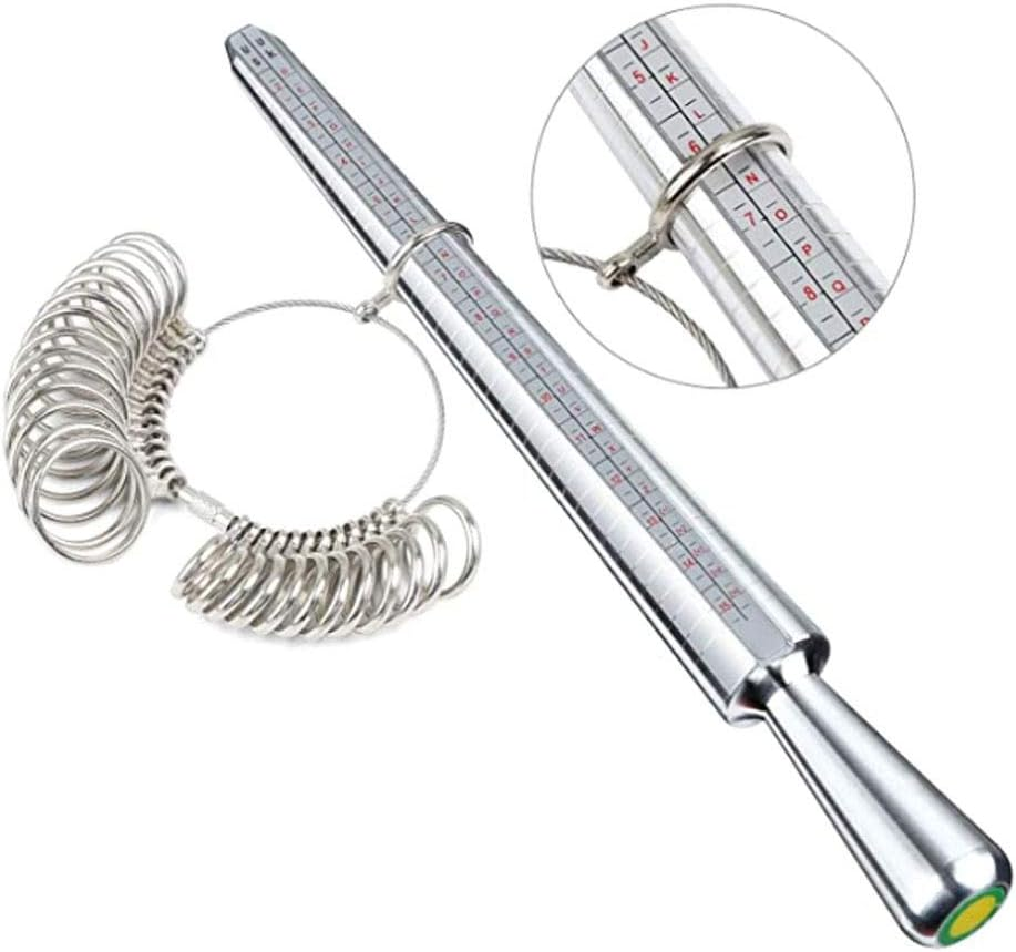 Aluminum Ring Sizer Measuring Tool Set - Plastic Ring Mandrel & Stainless Steel Finger Gauges, Metal Sizer for Jewelry Making and Fitting image number 3