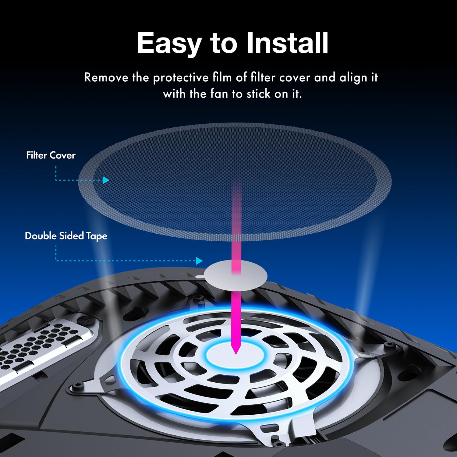 GRAUGEAR PS5 Dust Cover Set, PS5 Port Plugs + PS5 Fan Dust Filter, PS5 Dust Protector Cover Kit, Breathable Mesh Dust Cover for PS5 Cooling Fan, Silicone Dust Plugs for PS5 Console image number 5