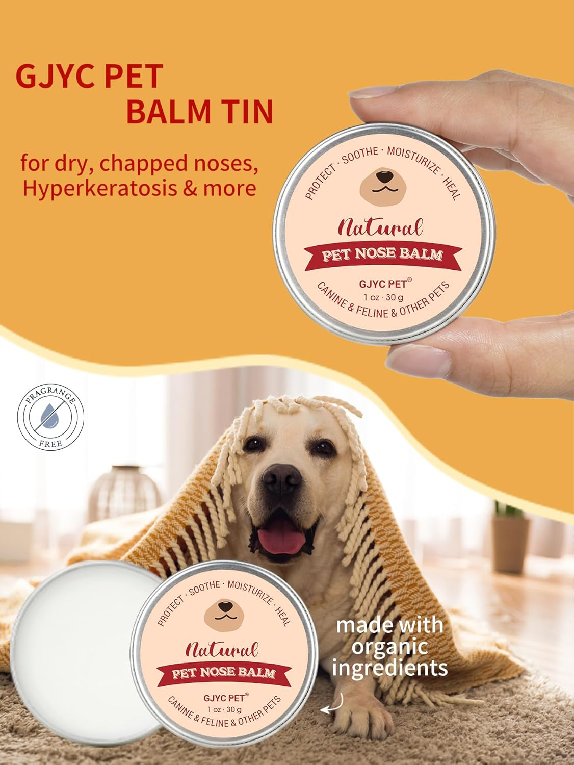 Pet Nasal Balm, 30 G, Gentle, Non-Irritating Moisturizer with Grapeseed and Coconut Oils for Dogs and Cats image number 3