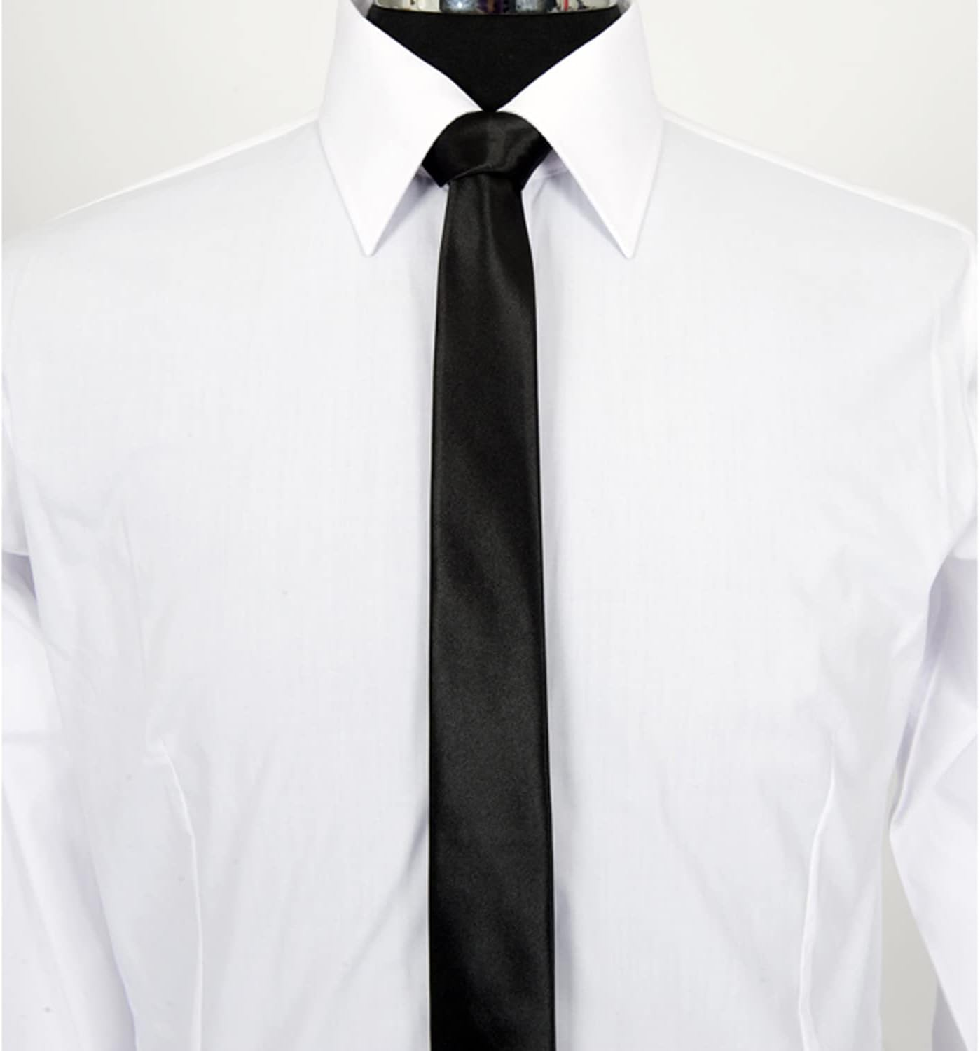 Mens Skinny Tie Plainslim Necktie Formal Casual Narrow Men'S Classic Striped Business Formal Woven Silk Ties Wedding Party Tie Neckties - Navy image number 3