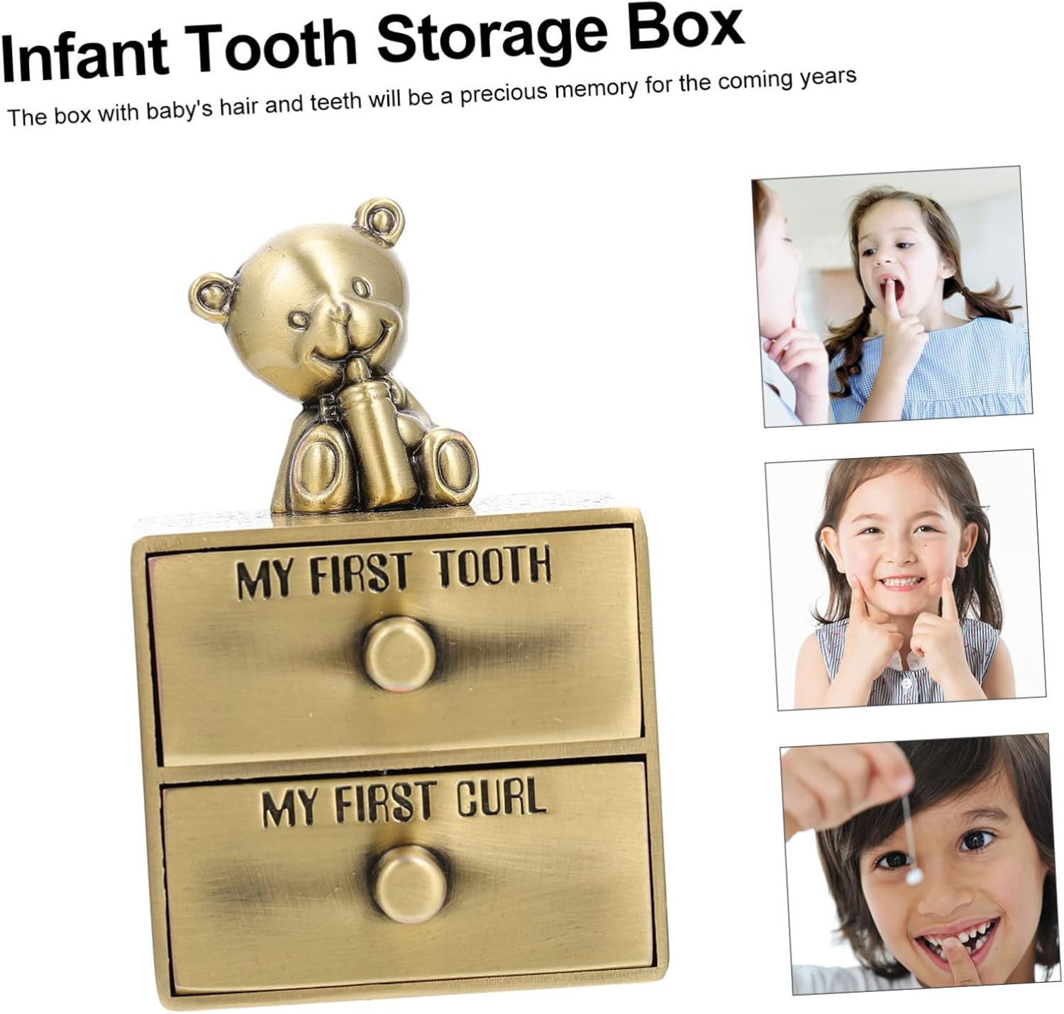 Baby Tooth Collection Box and Deciduous Teeth Storage Organizer for Infants Drawer-Style Keepsake Box in Vintage Green for Preserving and Childhood Memories image number 5