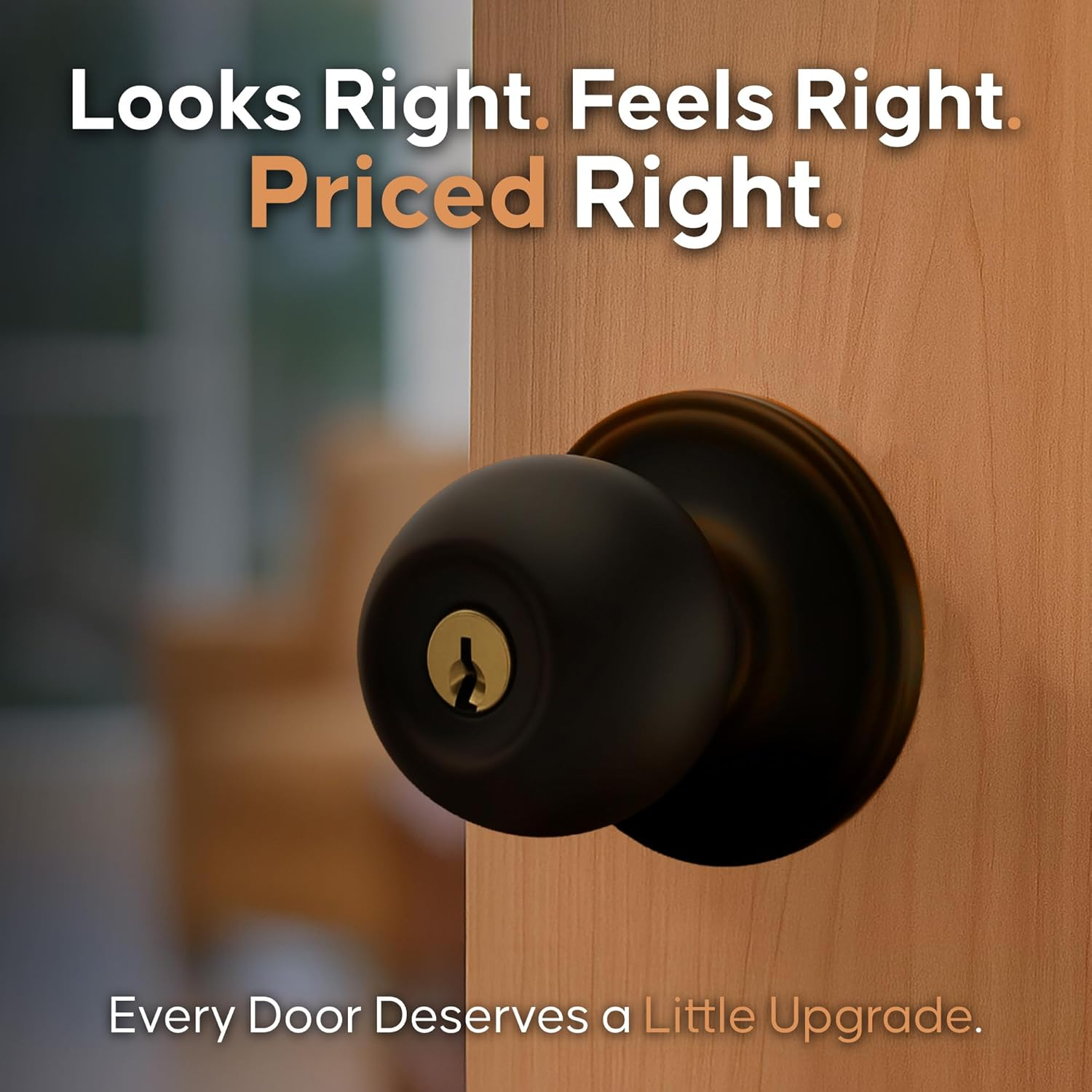 Copper Creek BK2040TB Ball Door Knob, Keyed Entry Function, 1 Pack, in Tuscan Bronze - Antique Nickel image number 2