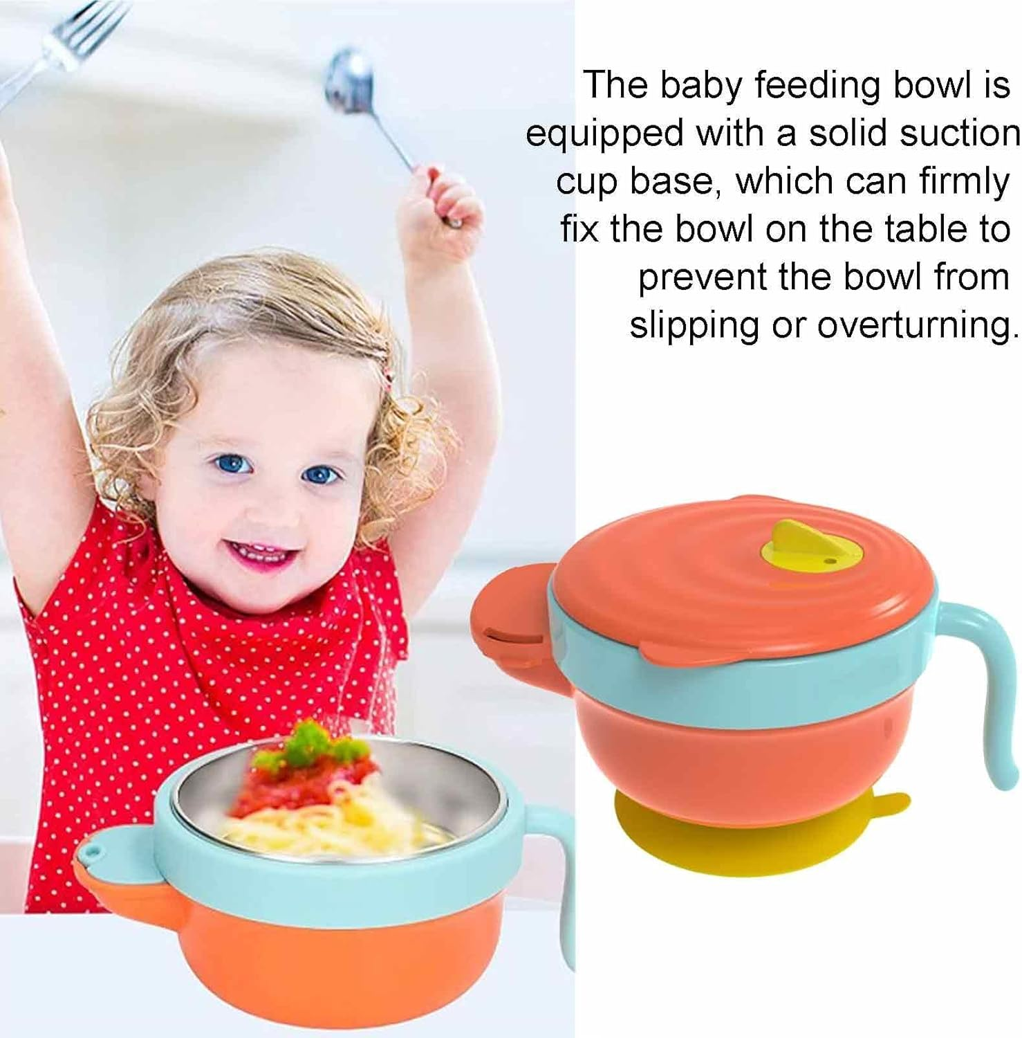Baby Bowls with Suction,Non-Slip Baby Food Bowls with Lid - Detachable Baby First Stage Bowls with Water to Keep Food Warm for Babies,
