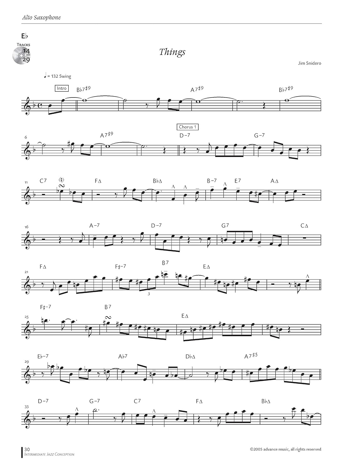 Intermediate Jazz Conception -- Alto & Baritone Sax: 15 Great Solo Etudes (English/German Language Edition) (Book & CD) image number 3