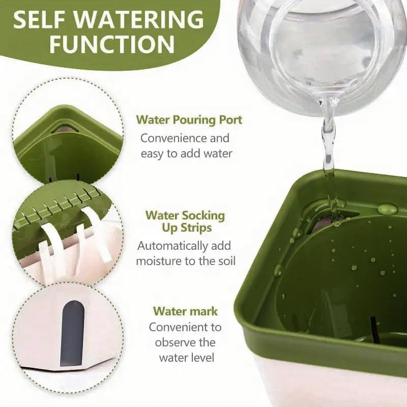 AIMALL Self-Watering Balcony Vegetable Pot for Growing Cilantro, Onions, Herbs, and Vegetables &ndash; Rectangular Special Box for Potted Plants &ndash; Convenient and Efficient Gardening Solution, 10.6 X 4.6 X 5 image number 4