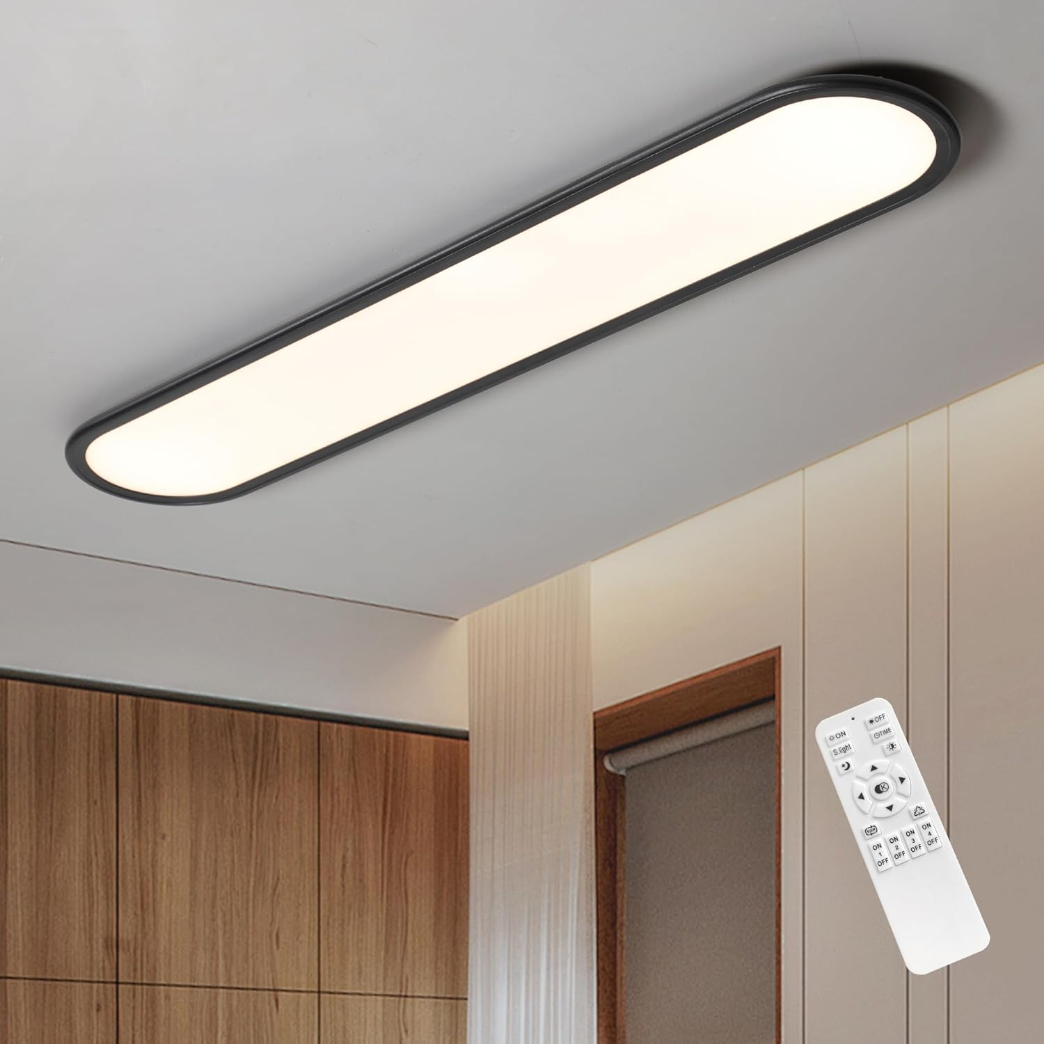 Ganeed Modern Dimmable LED Ceiling Light, Acrylic Ultra Thin Ceiling Lamp with Remote, 70Cm Semi Flush Mount Ceiling Light LED Chandelier for Bedroom Living Dining Room Kitchen, 3000K-6000K