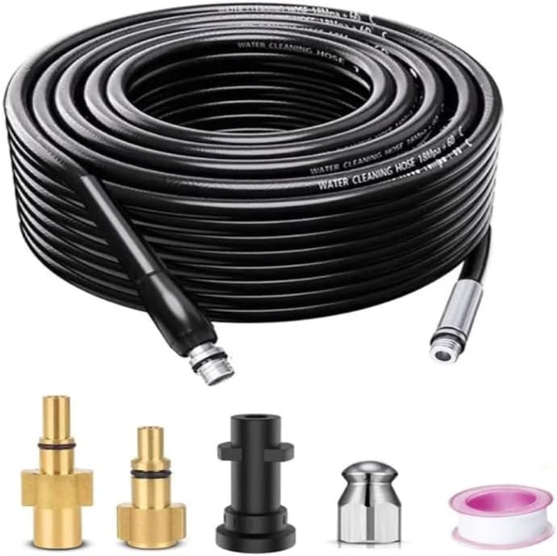 Pressure Washer Drain Pipe Hose Cleaning Kit for Karcher K2-K7 Series and LAVOR Pressure Washer, with Jet Nozzle and Rotating Jet Nozzle, 15 M/50FT, 180 Bar and 2700 PSI image number 3