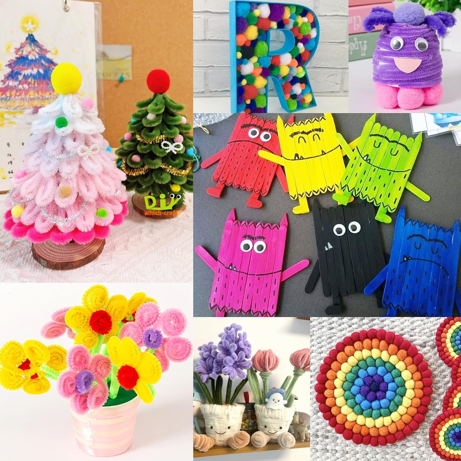 FUNZBO 1200Pcs+ Arts & Crafts Supplies for Kids- Craft Kits with Pipe Cleaners, Pom Poms for Crafts, Popsicle Sticks for Craft, Craft for Kids Ages 4-8 Girls & Boys Birathday Gifts image number 1