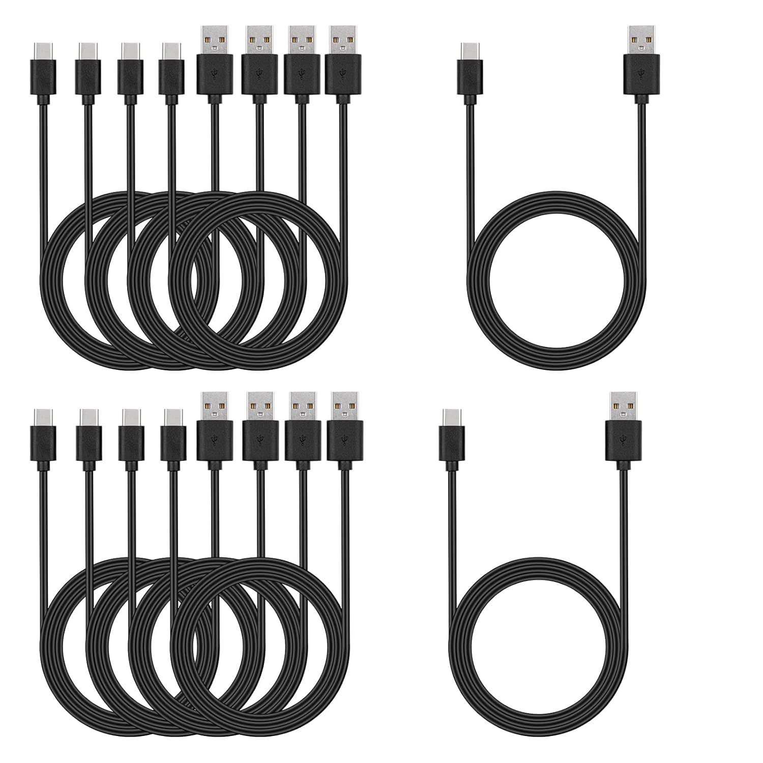 USB to C Cable Cable Bulk 10-Pack, 3.3Ft USB a to C Fast Charging & Data Sync Cable | 4-Core Durable Multi Pack for Phones, Office, Home