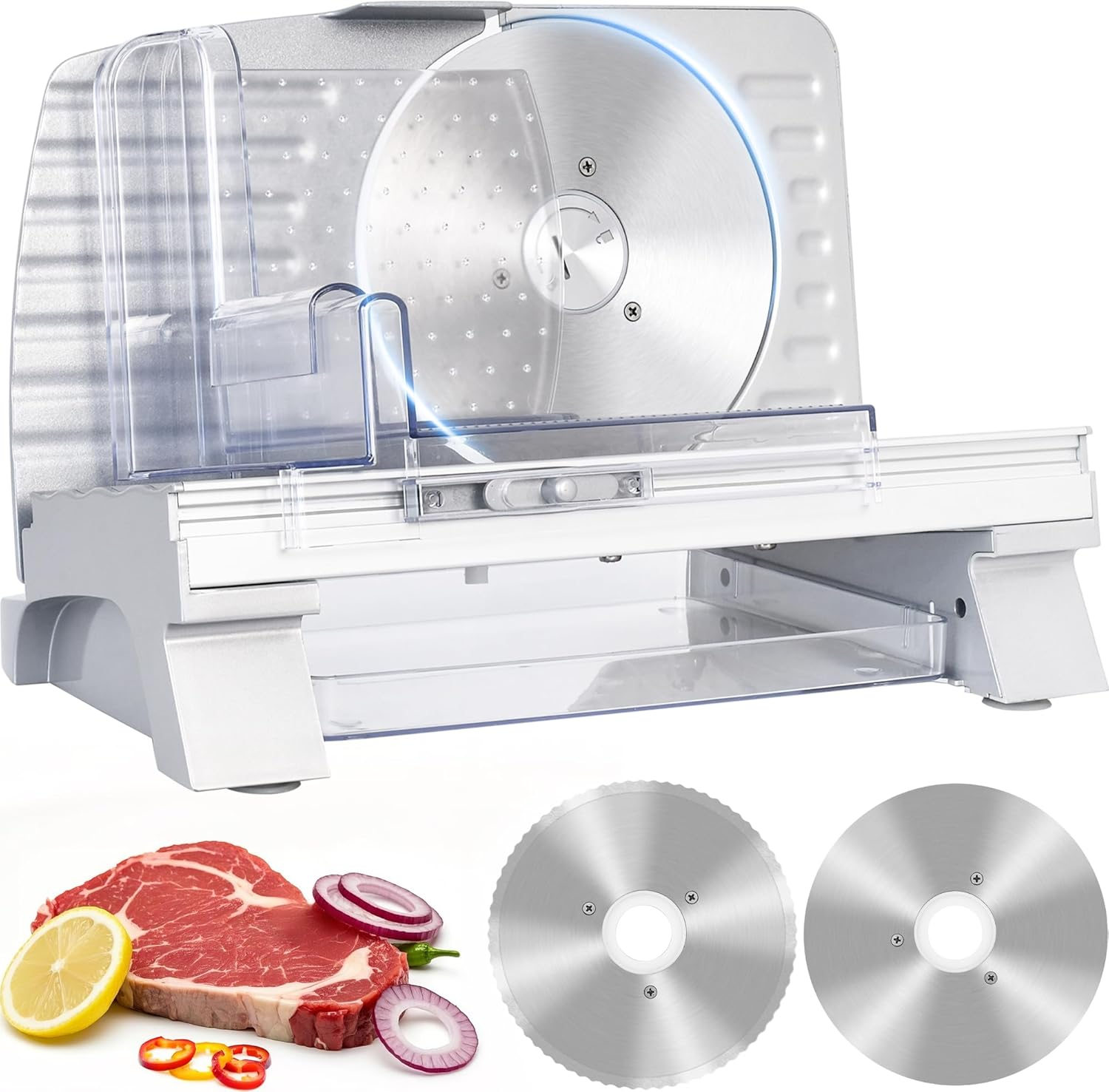 Electric Meat Slicer, 6.7" Meat Slicers Precision Food Cutting Machine W/ 2 Removable Stainless Steel Blades, Easy-Wash Fruit Cheese Meat Cutter | Adjustable Thickness | 200W image number 4