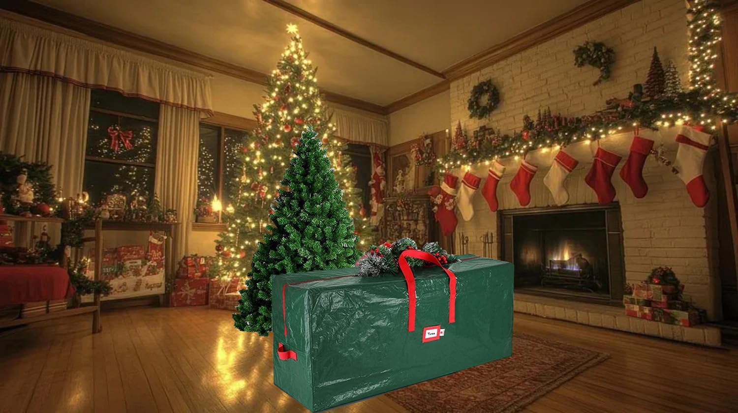 Mumoo Cat Large Green Christmas Tree Storage Bag for 9Ft Artificial Christmas Tree Portable Tote Bag Bug and Dust Proof Storage Bag （65&ldquo;&times;15&rdquo;&times;30&ldquo;）