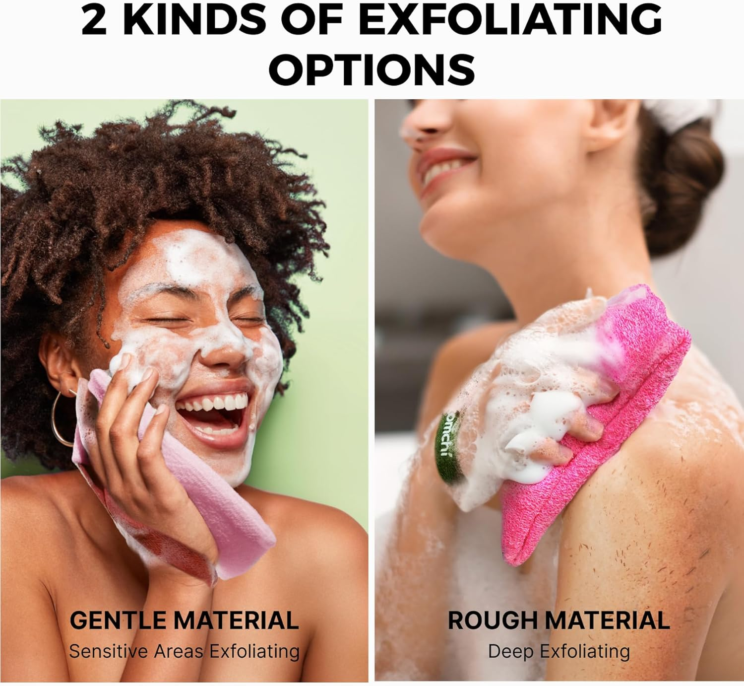 ZOMCHI Soap Bags, Soap Savers for Bar Soap with Different Exfoliating Level, Soap Pouch for Body Wash (2 Pieces, Pink) image number 1