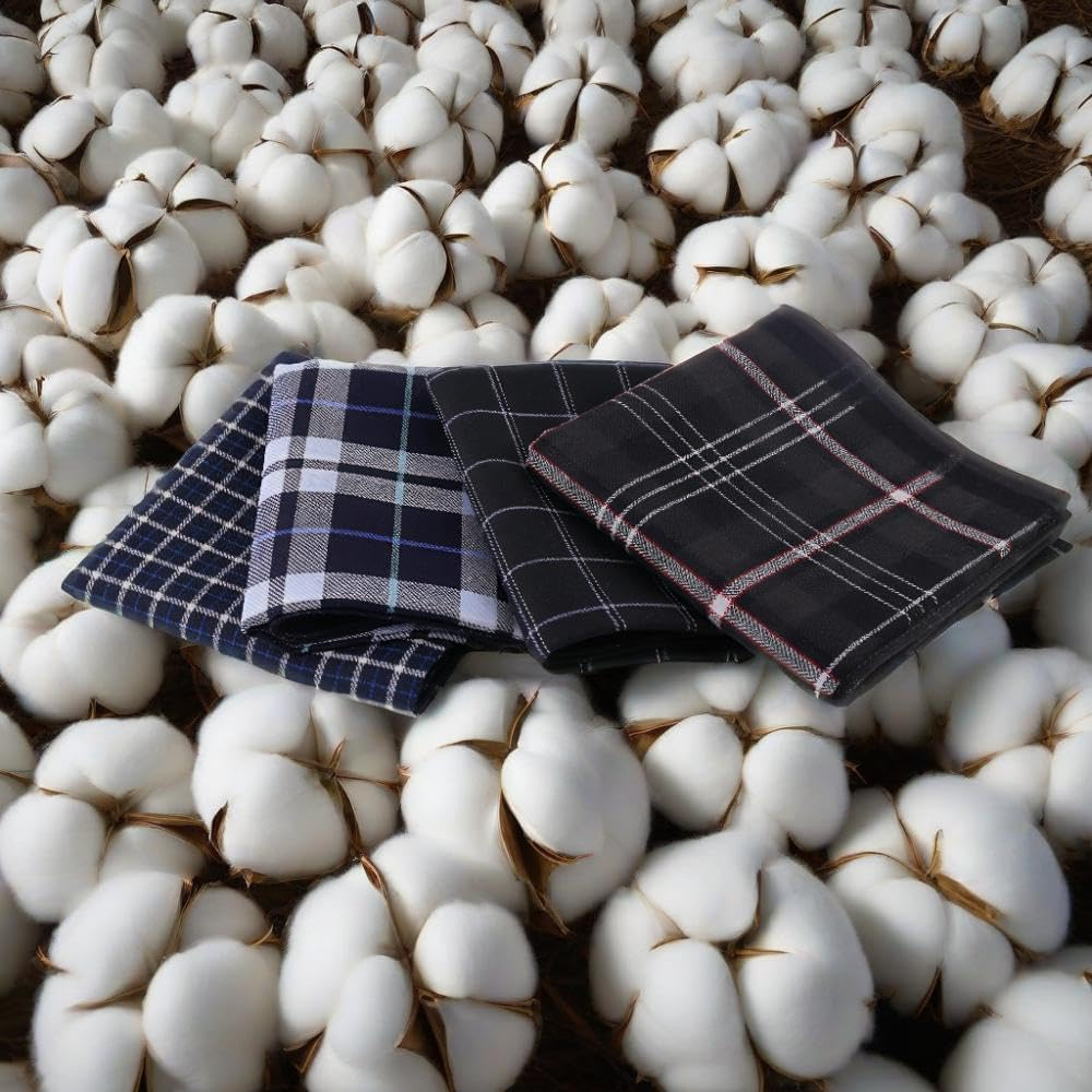 Father'S Day 6 Pack Men'S Premium Cotton Handkerchiefs - Random Color Pocket Squares (43X43Cm), Soft Business Style Plaid & Striped Hankies for Wedding, Office & Formal Accessories, Ideal Men'S Gift image number 1