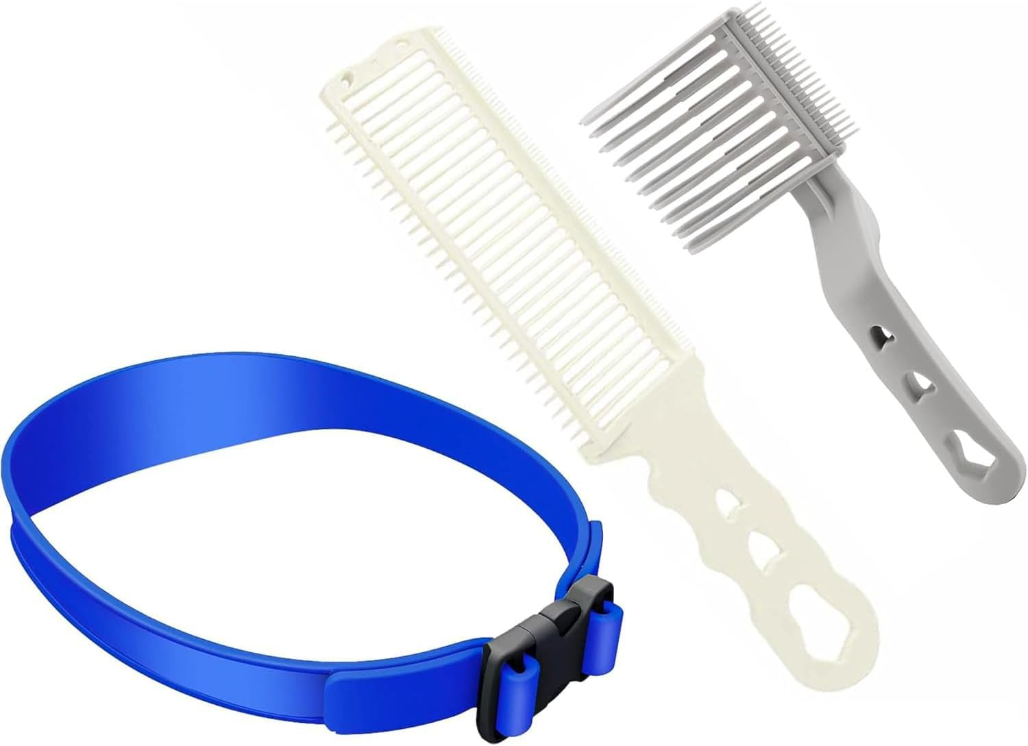 3Pcs Hair Trimming Fade Guide with Fade Comb,Barber Fade Comb Barber Combs with Fade Hair Trimming Guide,Fade Comb Barber Cutting Comb,Fade Comb Blend Comb with Hair Trimming Fade Guide for Men,Blue