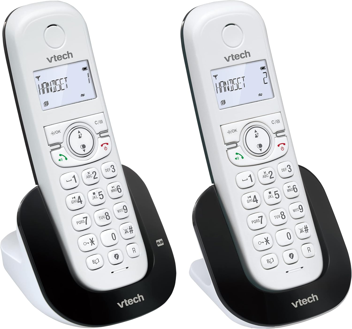 Vtech CS1551 DECT Cordless Phone with Answering Machine and Call Block, 2 Handsets, Intercom, Landline House Phones, White, Caller Id/Call Waiting, Redial, Handsfree, Illuminated Display and Keypad