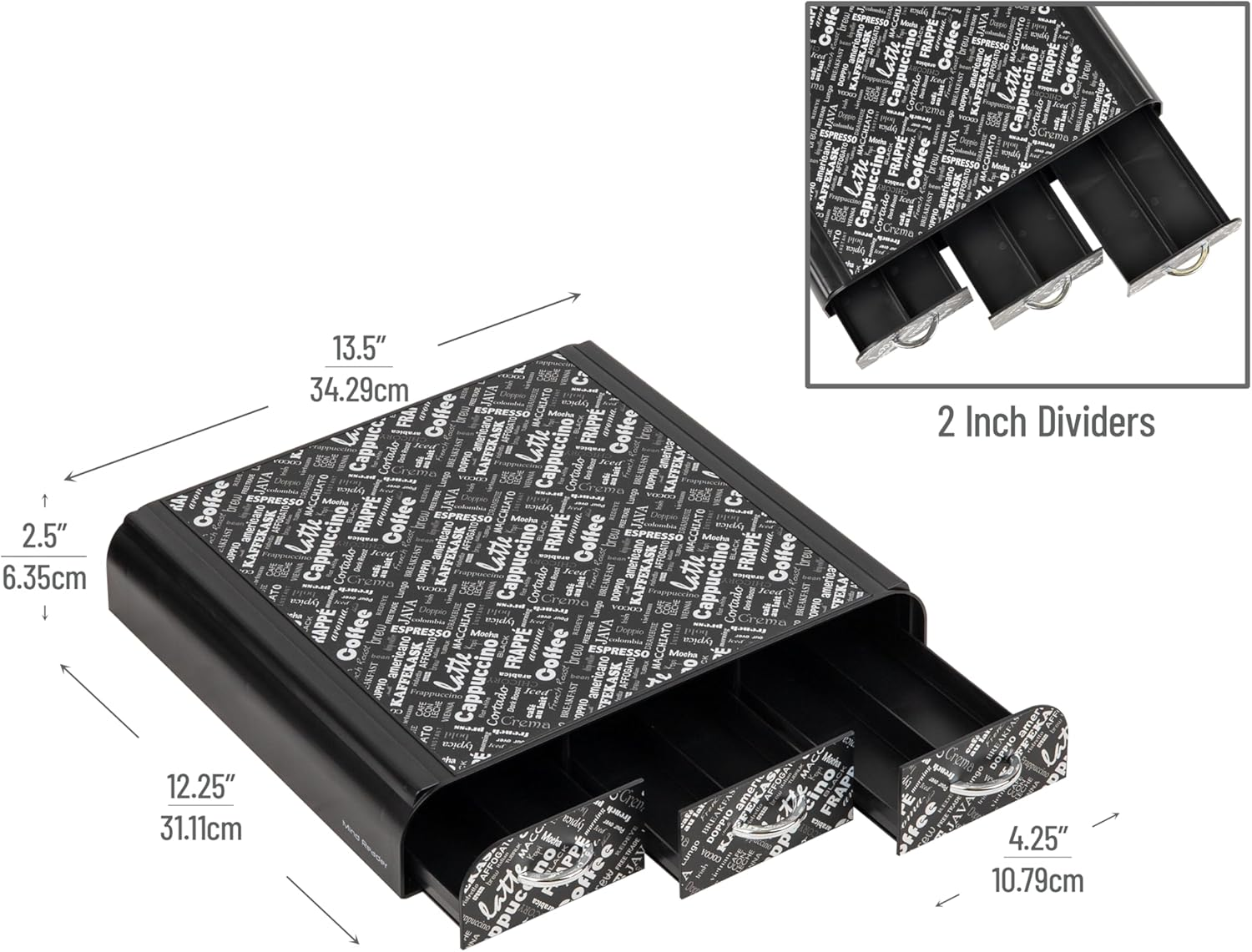 Mind Reader 'Anchor' Triple Drawer Single Serve Coffee Pod Holder, Black Print image number 2