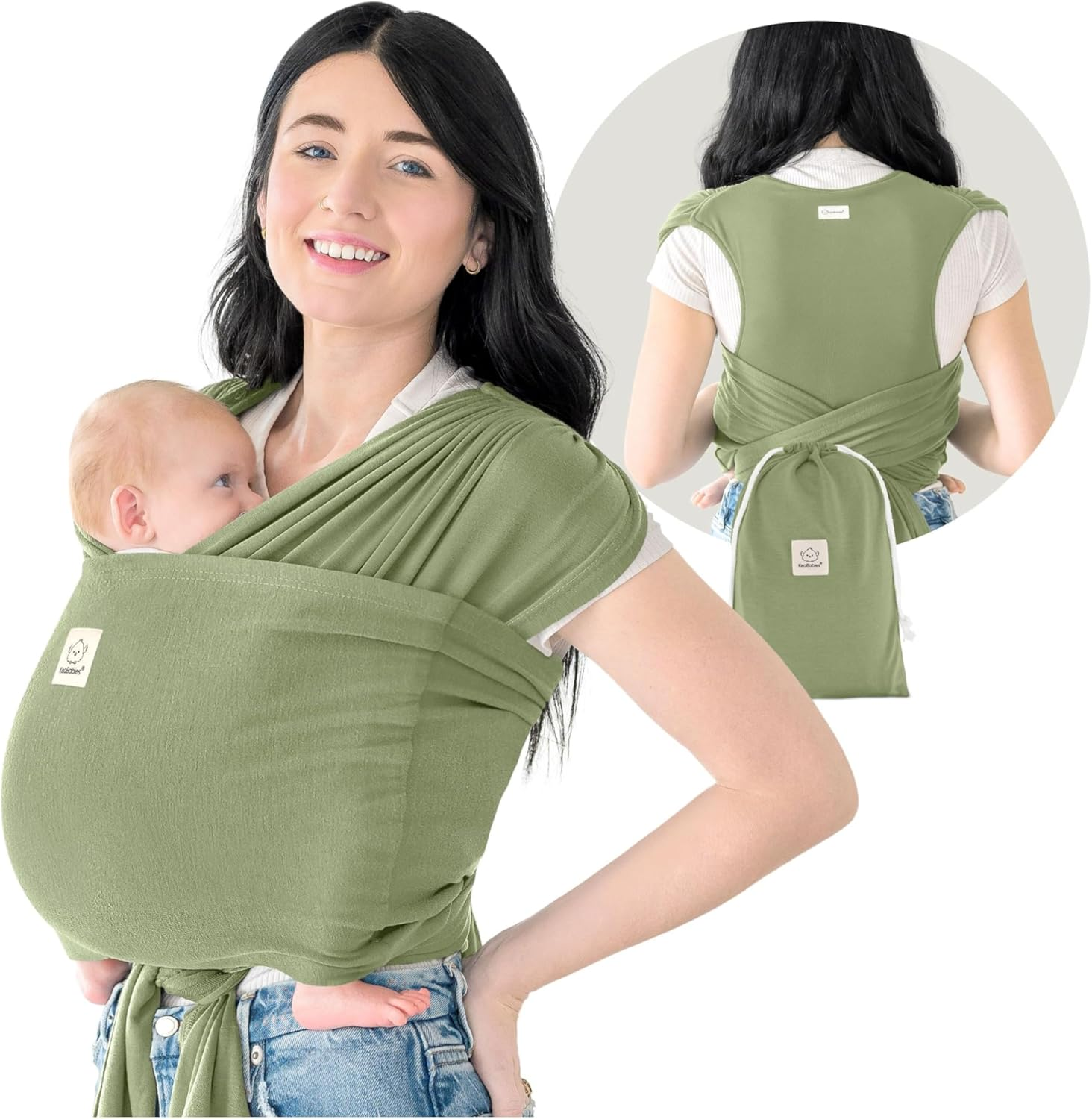 Keababies Baby Wrap Carrier Ring Sling - Easy to Wear, Adjustable D-Lite Baby Carrier Newborn to Toddler, Infant Carrying Shirt, Hands Free Bonding, Breathable Fabric Wearing Wrap (Stone Gray)