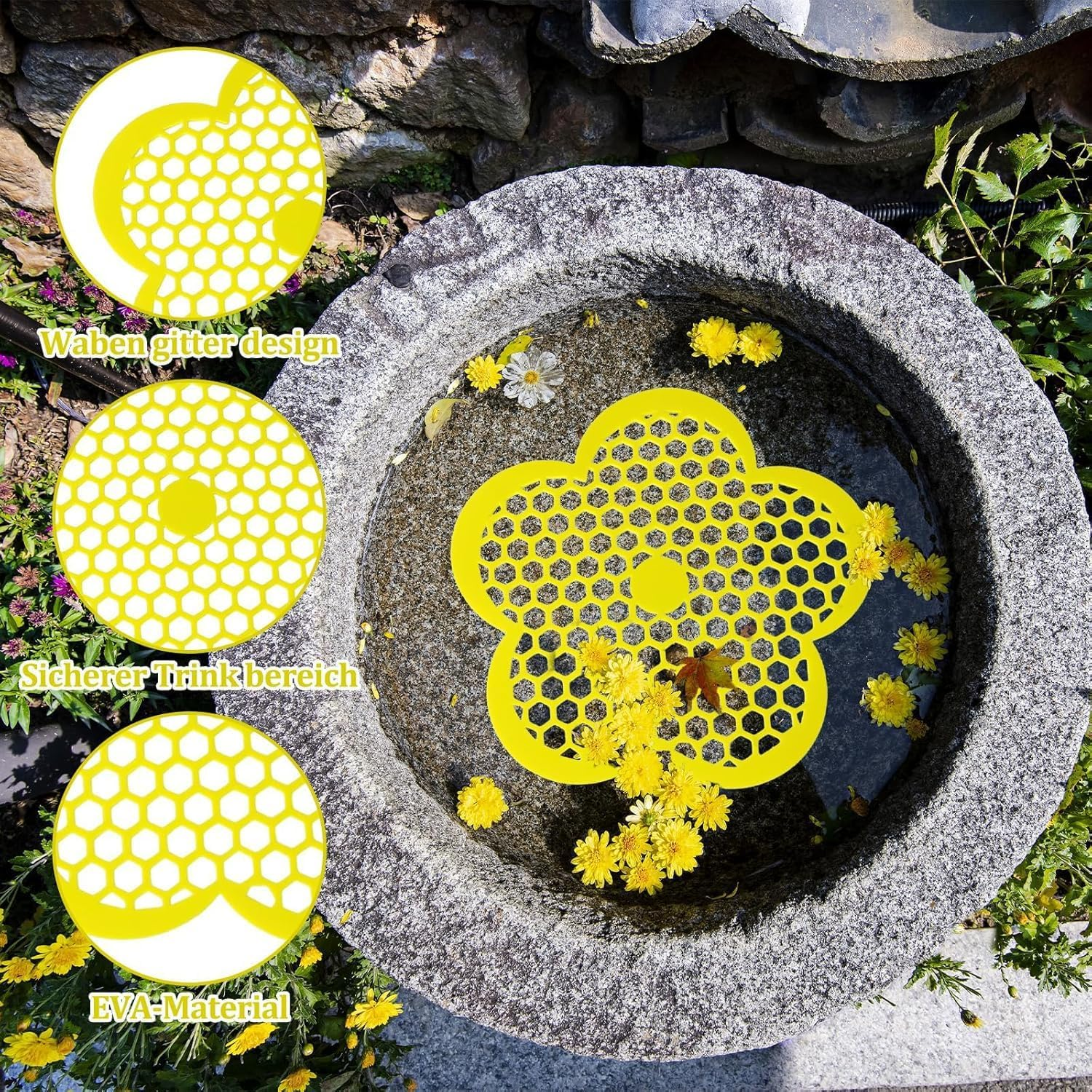 4Pcs EVA Foam Bee Feeder and Butterfly Drinking Station, Floating Bee Island Butterfly Feeder Drinker Station, EVA Foam Floating Bee Waterer Butterfly Watering Station image number 1