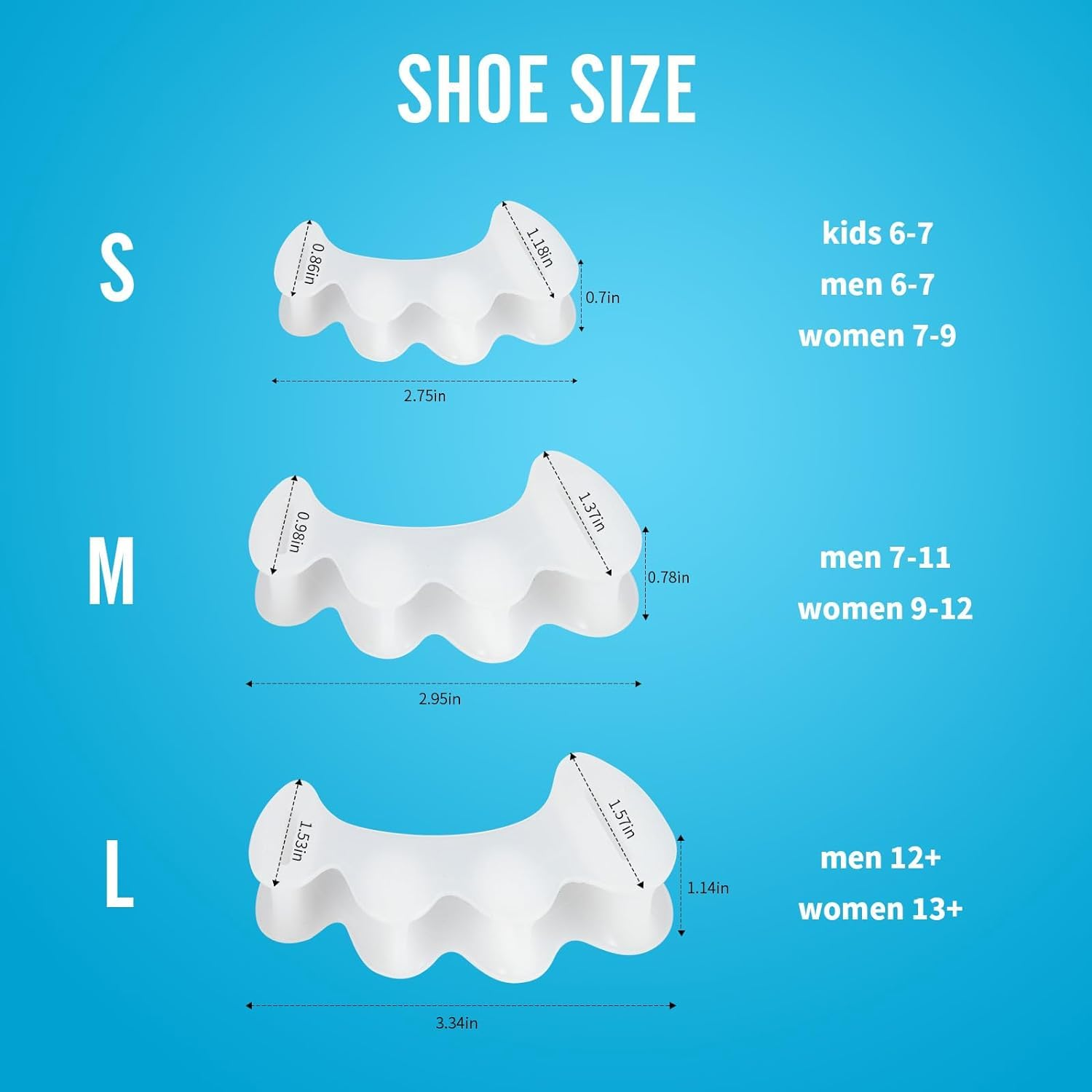 Bunion Corrector Toe Spacer Toe Straightener Toe Stretcher Toe Correctors,3Pairs Toe Separators Bunion Corrector Soft Gel Toe Spacers to Correct Bunions and Restore Toes to Their Original Shape,L Size image number 6