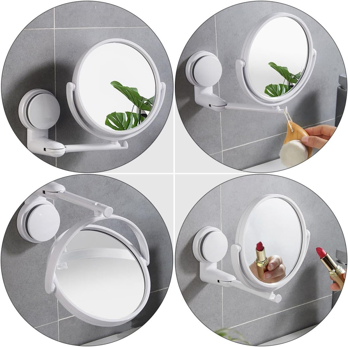 Angoily Wall-Mounted Double-Sided Suction Cup Makeup Mirror with Adjustable Angle, Small Bathroom Vanity Dressing Mirror for Dormitory and Travel Use image number 3