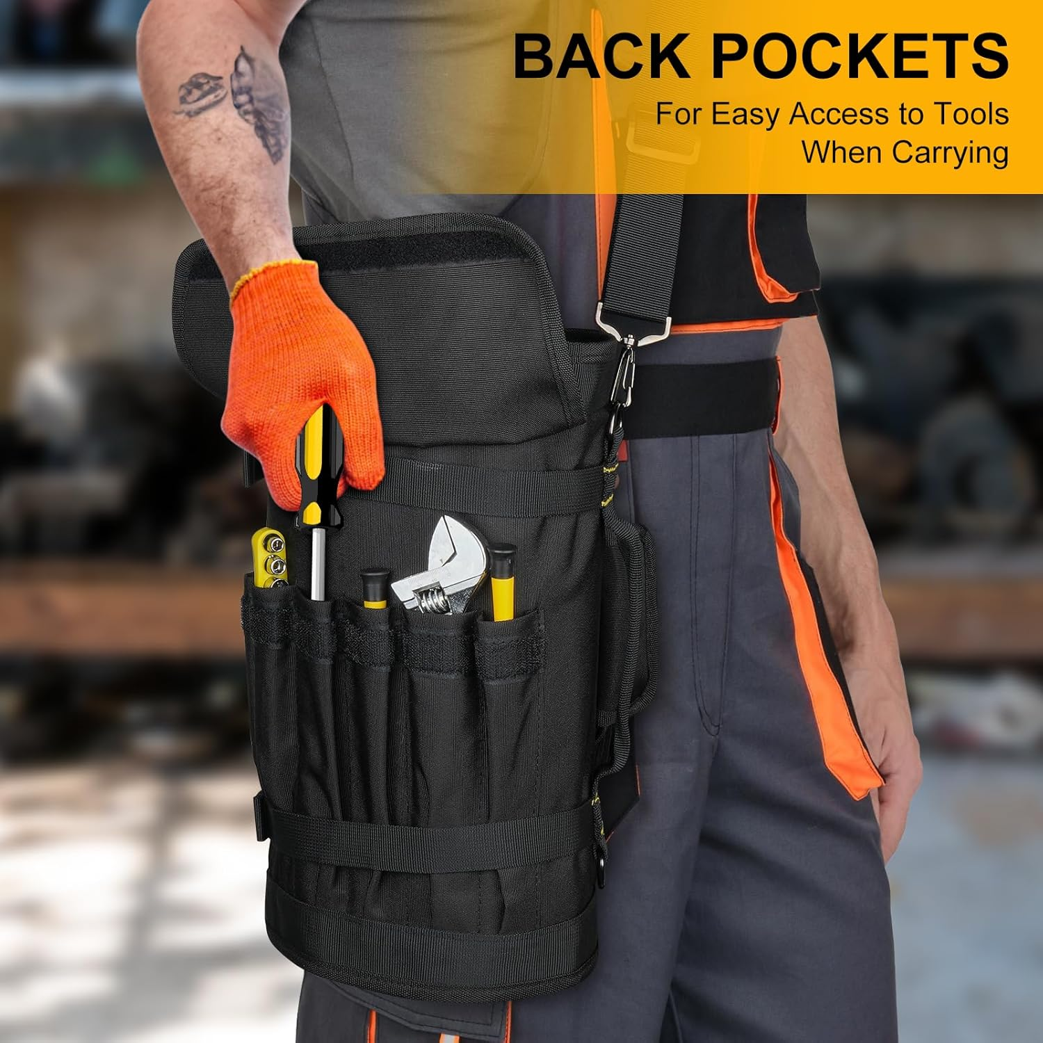 Tool Roll Bag,Roll up Tool Bag Organizer,13 Pockets Large Heavy Duty Portable Tool Storage Carrierpouch Bag for Men,Mechanic,Electrician & Hobbyist,Black