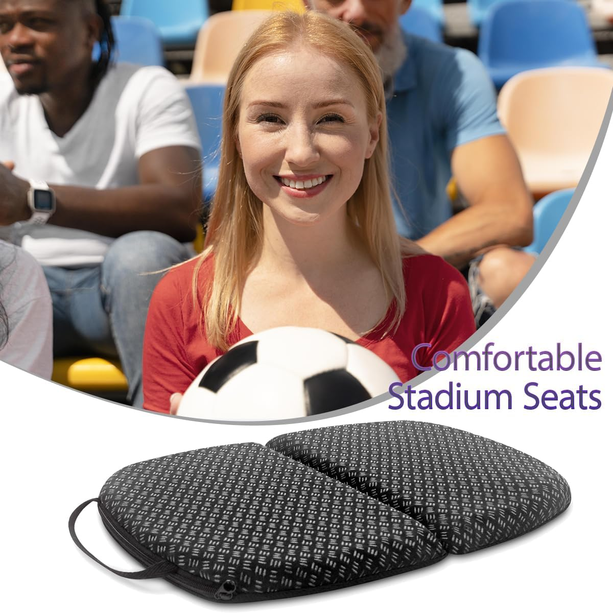 Seotin Small Travel Seat Cushion 14-Inch Semicircle Portable Airplane Seat Cushion Foldable Cushion for Camping Seats (Semicircle Mini) image number 1