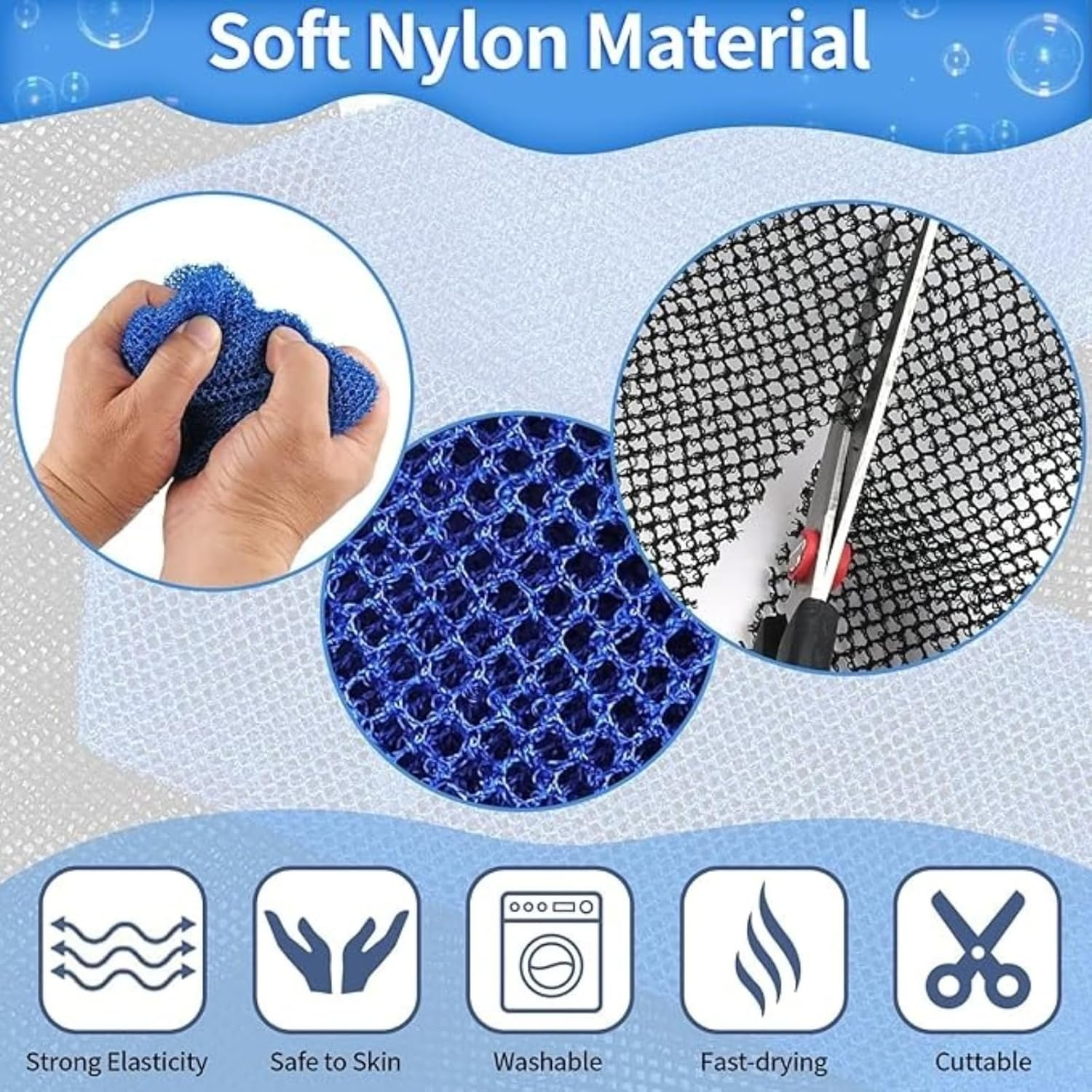 FOTIOMRG 2 Pieces African Net Sponge, Exfoliating Net African Bath Sponge Exfoliating Shower Body Scrubber Back Scrubber Skin Smoother，Net for Men Women Daily Shower Bathing (Blue&Black）