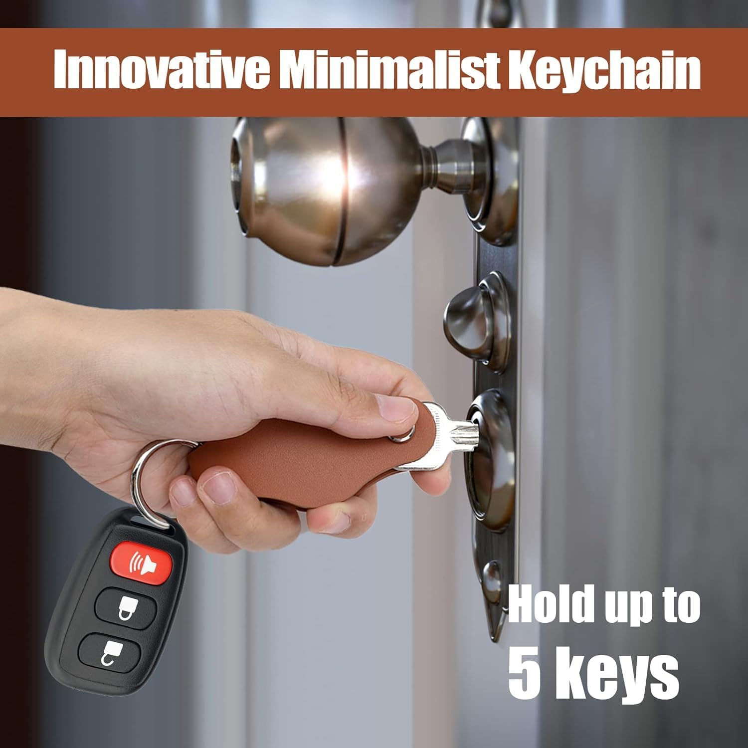 Airtag Keychain - Organize Your Keys with a Compact Pu Holder for Apple Airtag - Attach to Keys and Fobs with Ease-Brown image number 3