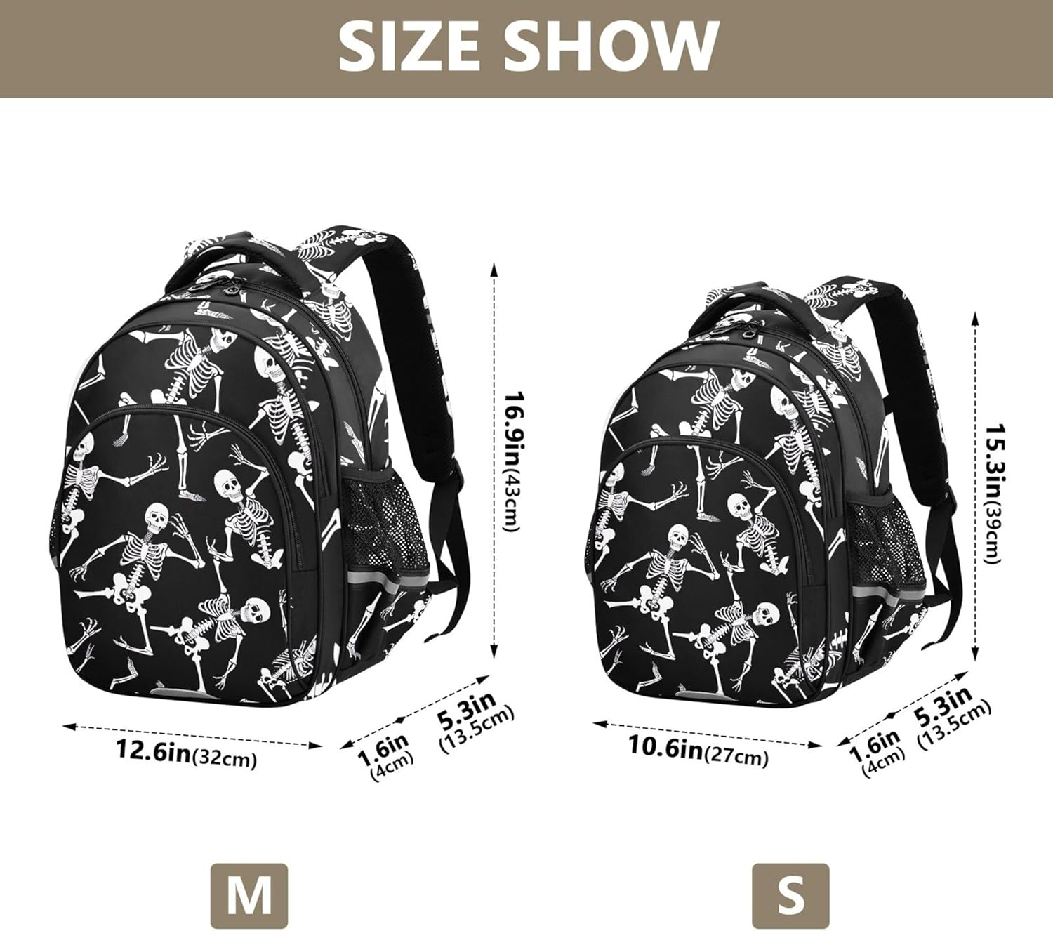 Joisal Skeletons Dancing Kids Backpack Toddler School Bag Custom Personalized Print Daypack Children Elementary Students image number 2