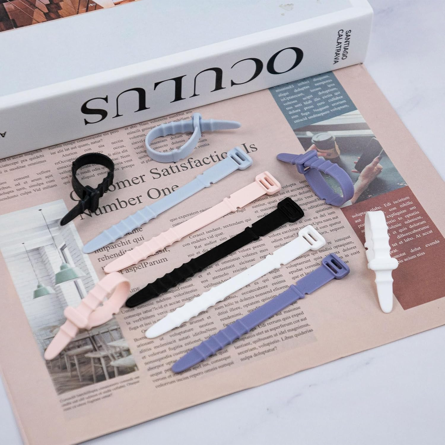 80 Pcs Silicone Zip Ties Colorful Cable Ties Reusable, Cable Organizer, Desk Organizers and Accessories for Bathroom Home Office Desk Area (Silicone) image number 6