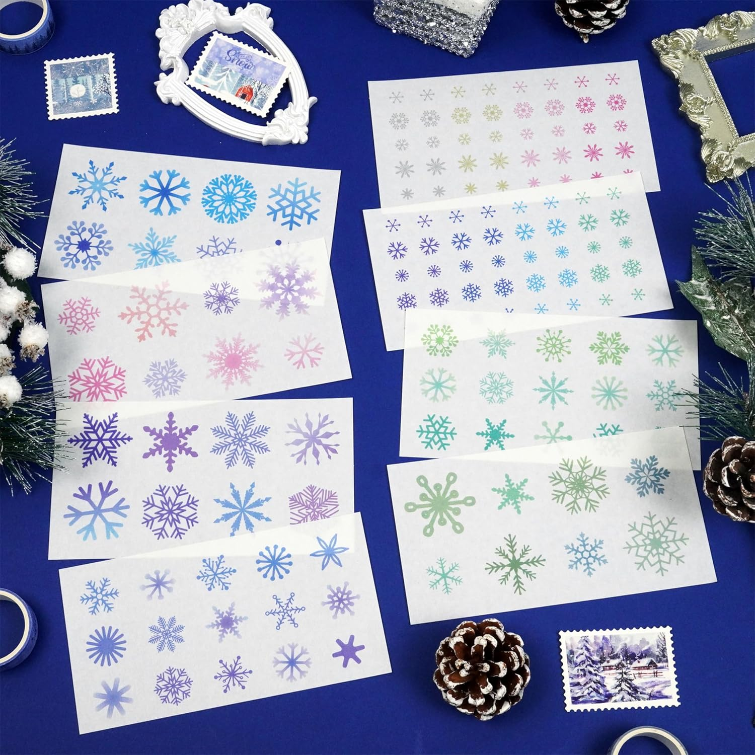 YUBBAEX Winter Washi Tape & Sticker Pack Snow Landscaping Masking Tapes Scrapbook Paper Holiday Decorative for Arts, DIY Crafts, Journal Supplies, Scrapbook, Card/Gift Wrapping image number 5