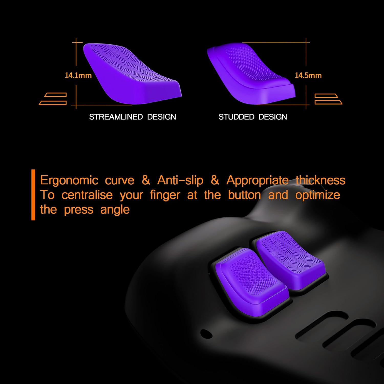 Playvital Mix Version Back Button Enhancement Set for Steam Deck LCD, Grip Improvement Button Protection Kit for Steam Deck OLED - Streamlined & Studded Design - Purple - Blue image number 6