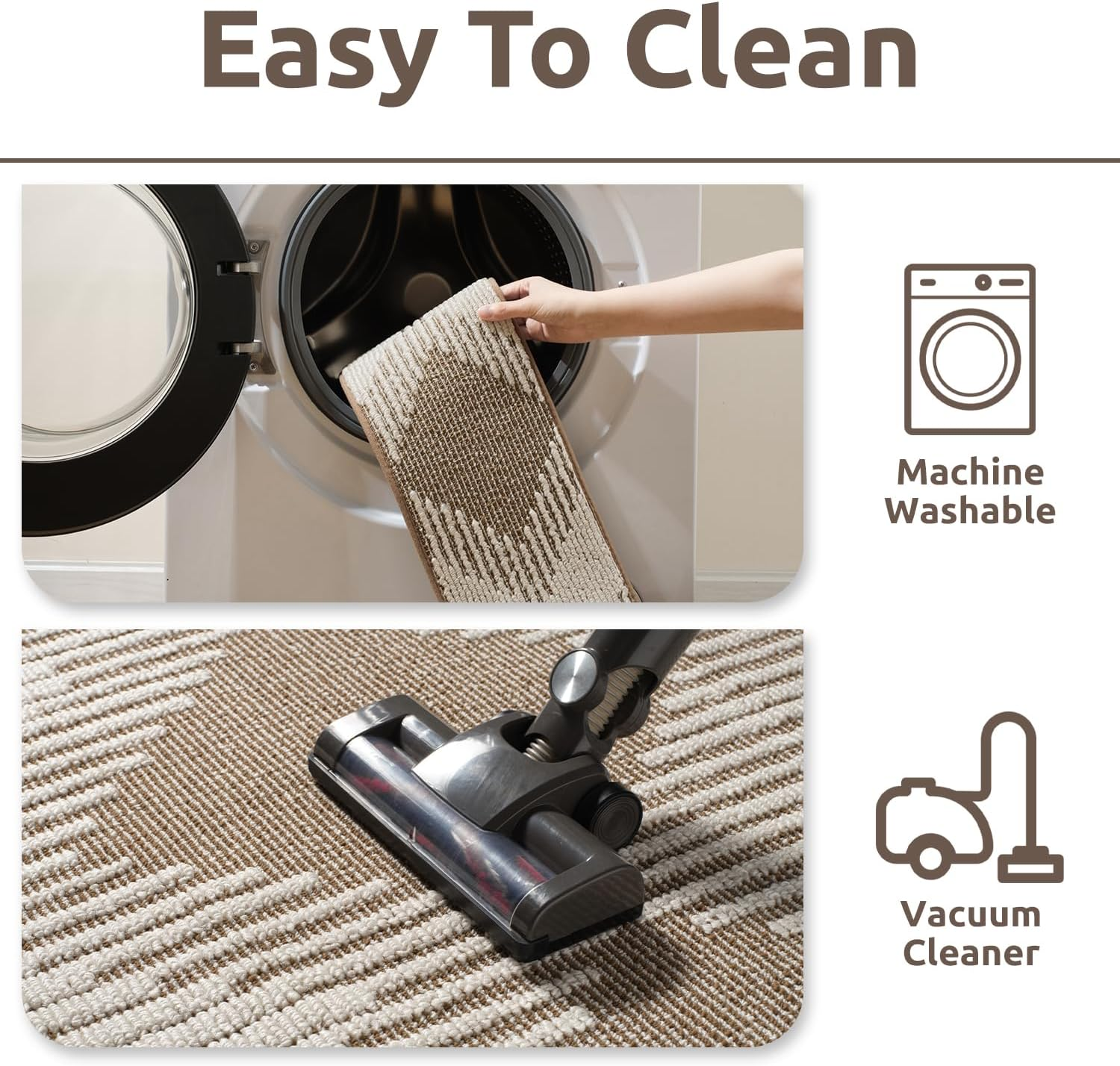 PADOOR 15PC Stair-Treads Non Slip, 3D Peel and Stick Stair Treads for Wooden Steps Indoor, Stair-Carpet Treads Washable Reusable Adhesive Stair-Runner Rugs for Kids and Dogs 20X76 Brown image number 4