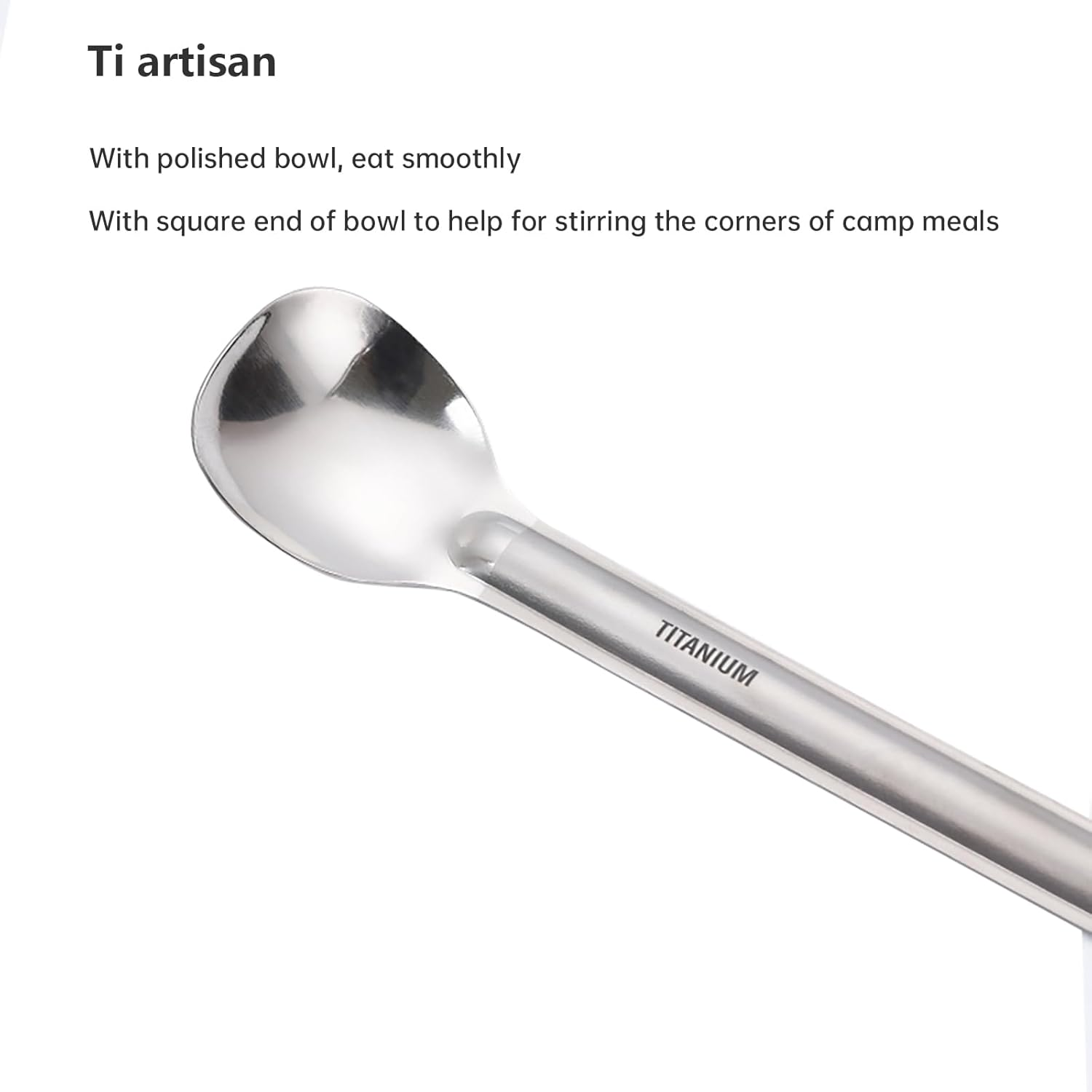 Titanium Spork Long Handle Spoon Camping Spork Ultralight Camping Utensils Ultralight Portabale Table Flatware for Outdoor Backpacking Hiking Travel Picnic with Bag (Spoon (TA8120P))