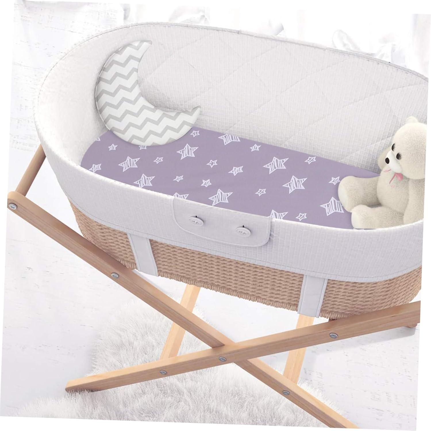 Changing Pad Cover Washable Reusable Changing Pad Snug Fitted for Crib Change Table Soft Skin Friendly for Boys Grey Stars Design image number 4